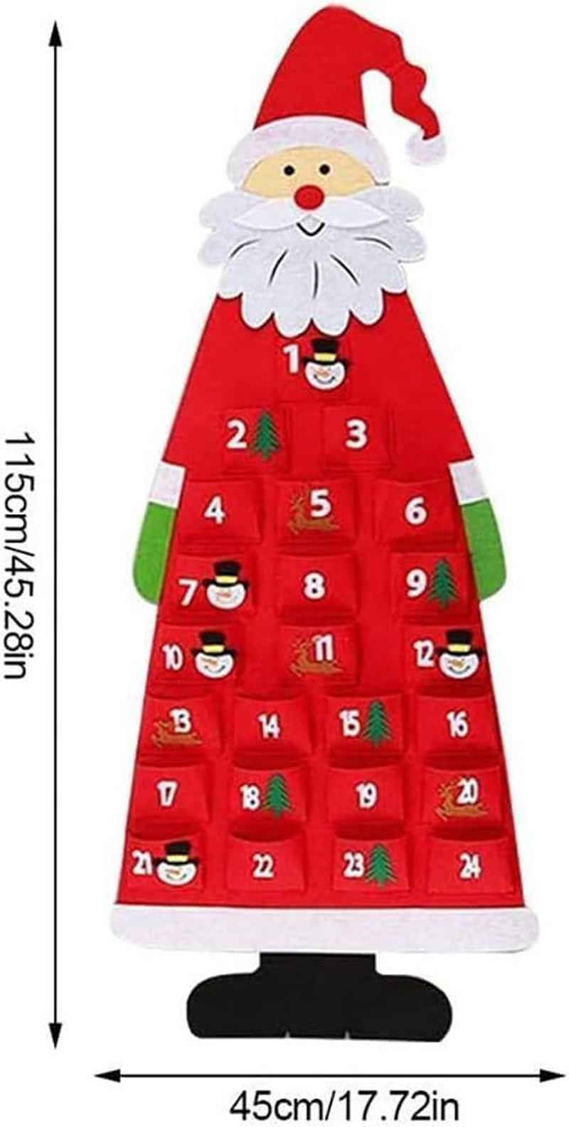 Advent Calendar,Felt Advent Calendar Wall Santa Advent Calendar with Pockets 24 Days Fabric DIY Hanging Pendant Creative Santa Claus Ornaments for Home Christmas Decoration Grey (Grey) image number 4