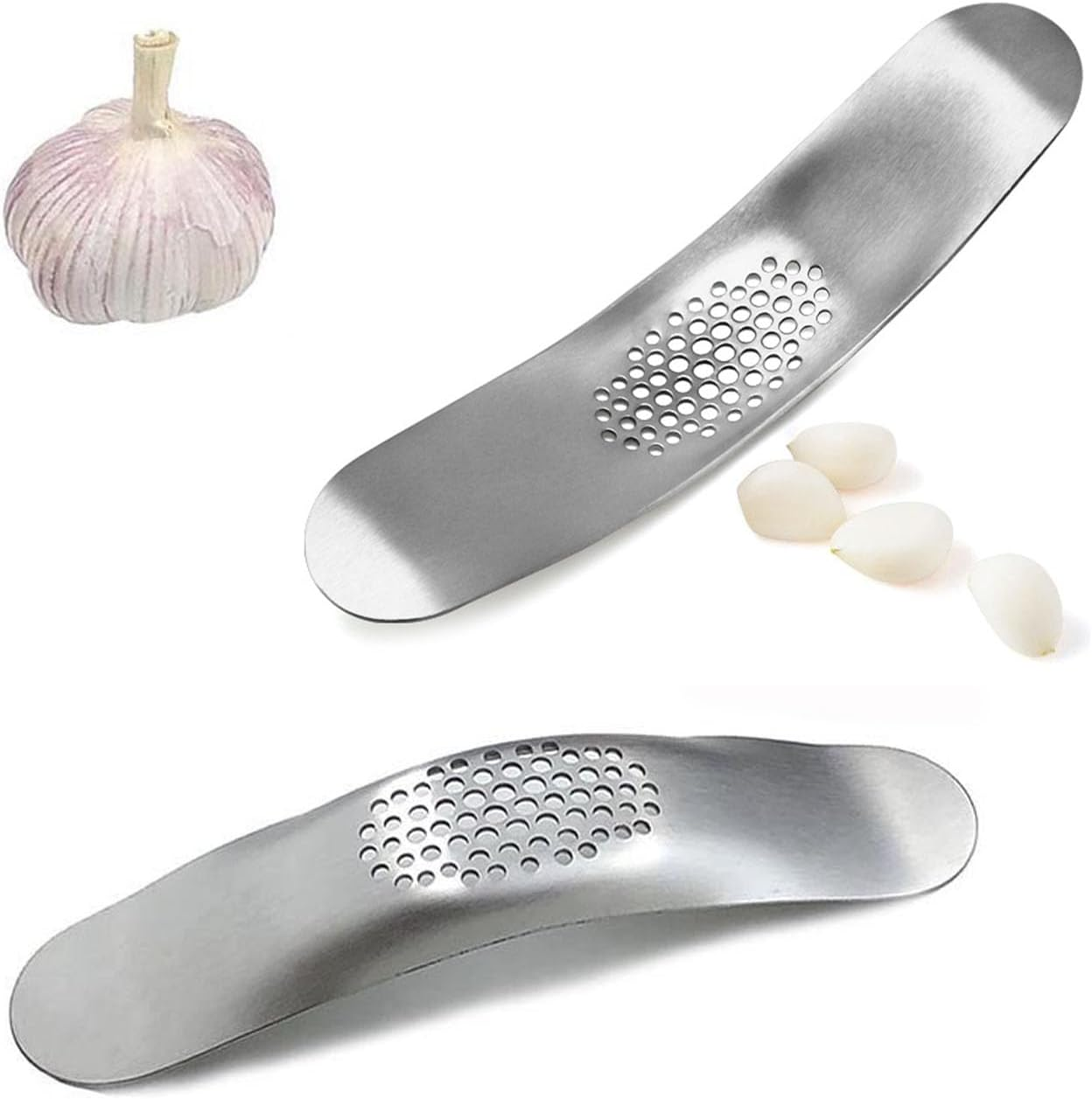 Stainless Steel Garlic Crusher 2 PCS, Household Garlic Mincer Press for Picnic Camping Cafeteria image number 6