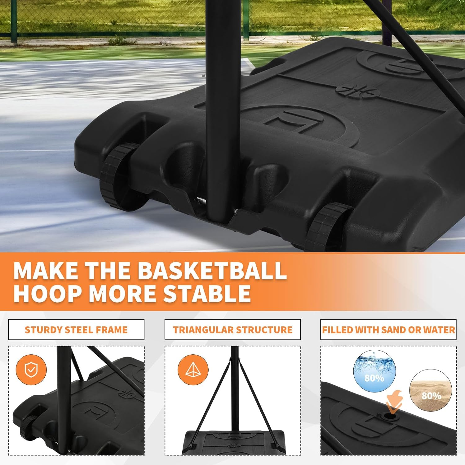 OUROAD Basketball Hoop Stand, Height Adjustable Basketball System W/Wheels for Indoor Outdoor Use image number 5