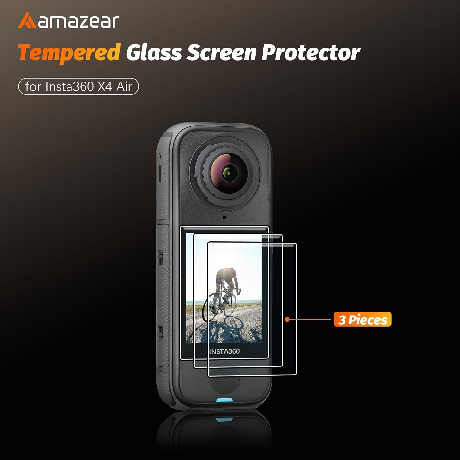 AMAZEAR Screen Protector for Insta360 X4 Air Accessories (3-Pack), Tempered Glass LCD Screen Film, Camera Accessories Protective Cover for Insta 360 X4 Air, Ultra HD, 9H Hardness, Anti-Scratch image number 2