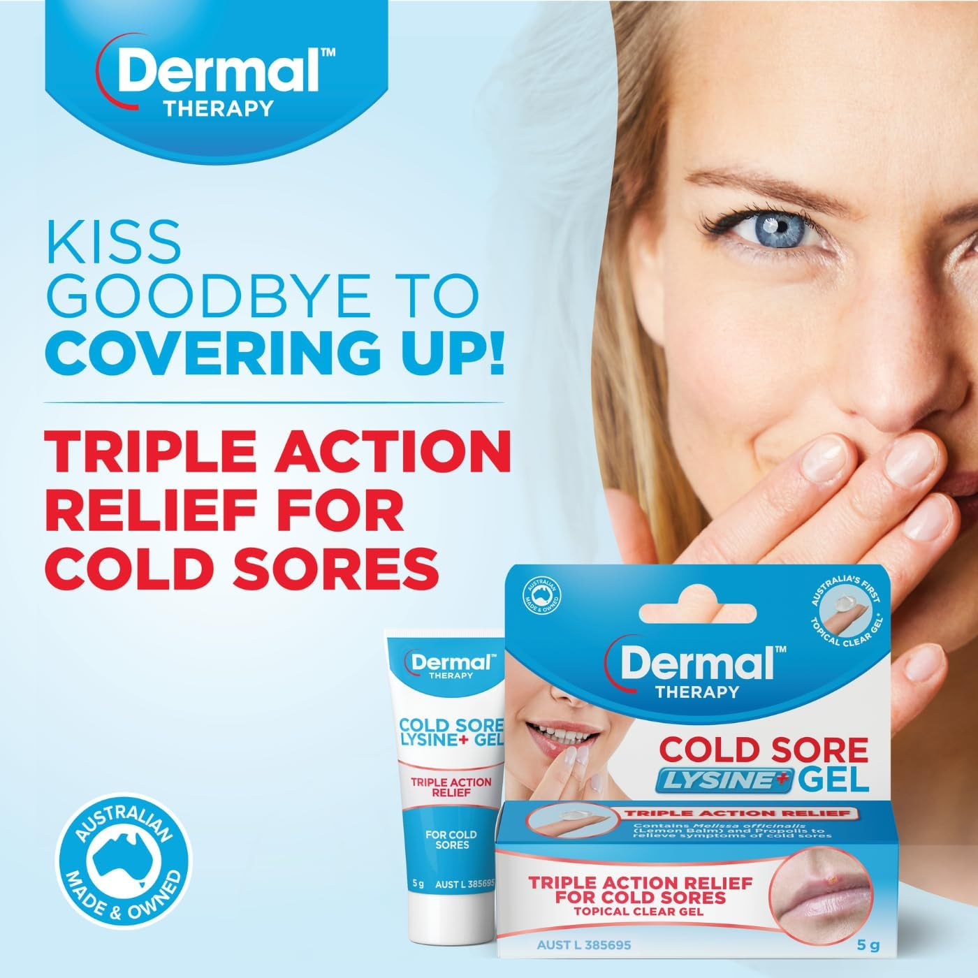 Dermal Therapy Cold Sore Lysine+ Gel | Topical Clear Gel to Relieve Symptoms of Cold Sores | 5G image number 1