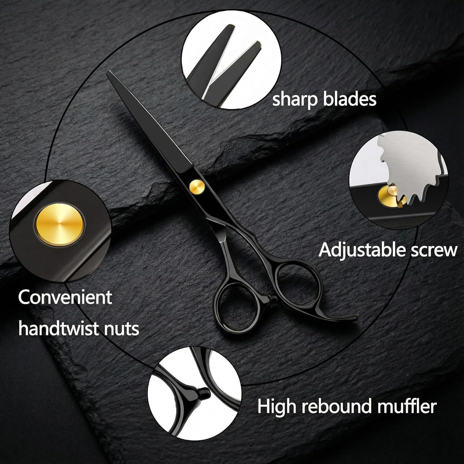 Mchifrys Professional Hair Cutting Scissors Kit &ndash; Hairdressing Scissors Set with Thinning Shears for Salon, Barber, Home & Grooming Use image number 2