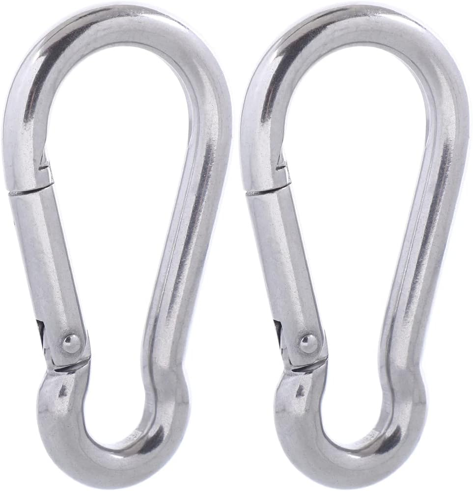 316 Stainless Steel Carabiner Clips - Heavy Duty Hooks, Keychain, Multi-Purpose Spring Snap Hook for Dog Leash, Outdoor Camping, Swing, Hammock