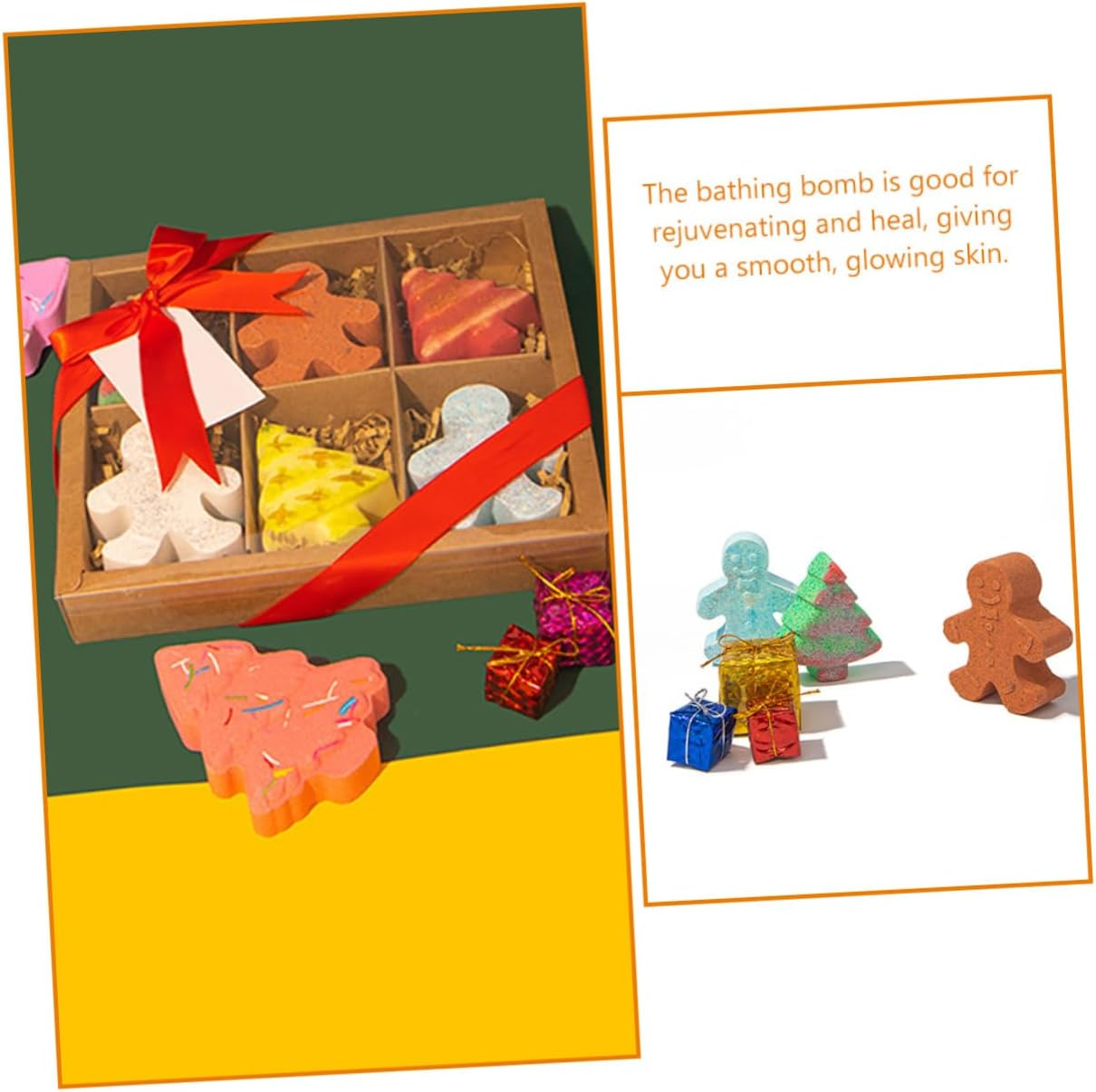 6Pcs Gingerbread Man Bath Salt Ball Christmas Carton Theme Natural Bathing Bombs Skin-Friendly Fragrance Bubble Bombs for Shower Bath image number 3