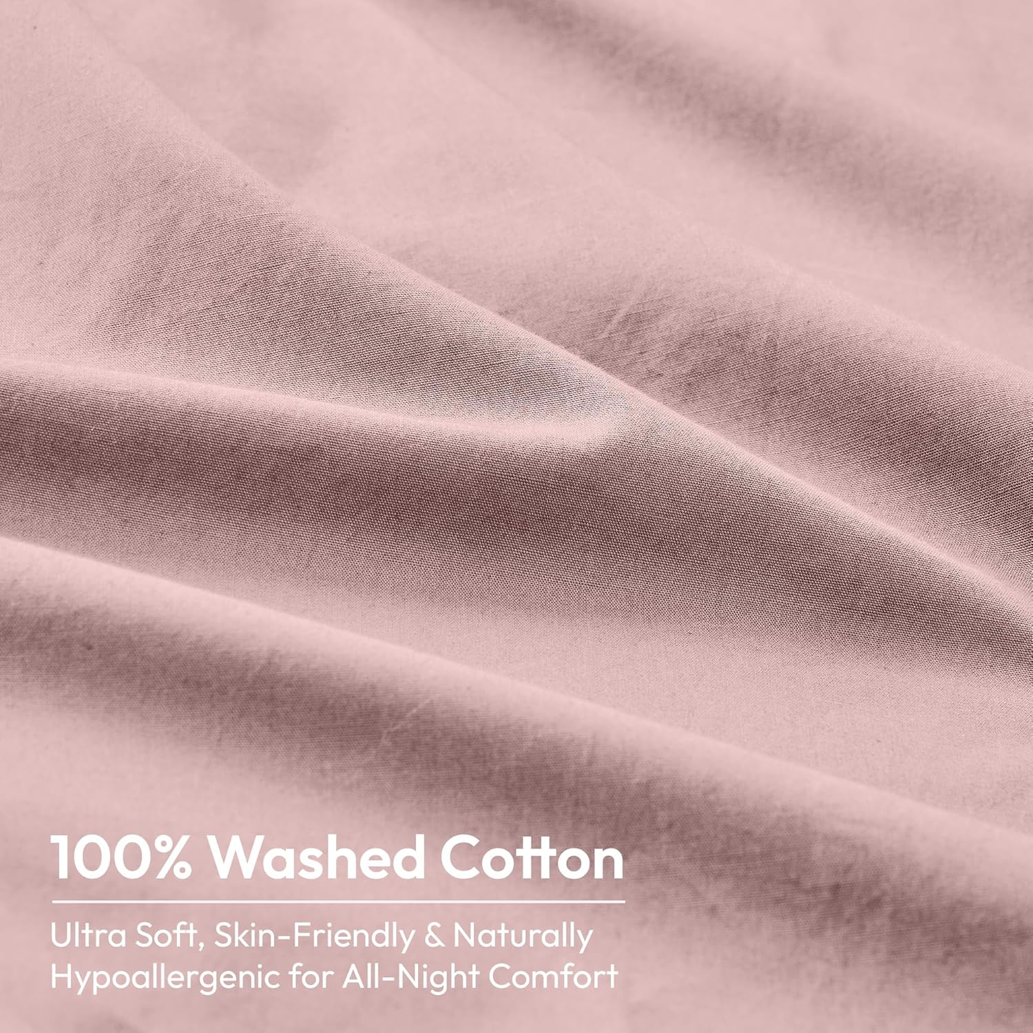 LINENOVA 100% Cotton Quilt Cover Set Queen &ndash; 3 Pieces Vintage Washed Duvet Cover with Pillowcases, Ultra Soft & Breathable, All Season Bedding - Dusty Pink image number 2