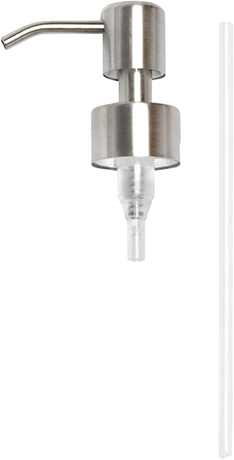 Reusable Soap Dispenser Pump Head 304 Stainless Steel Brushed Finish Pump Head 28/400 (26 Mm - 28Mm) Neck Size Replacement for Kitchen Bathroom (Silver)