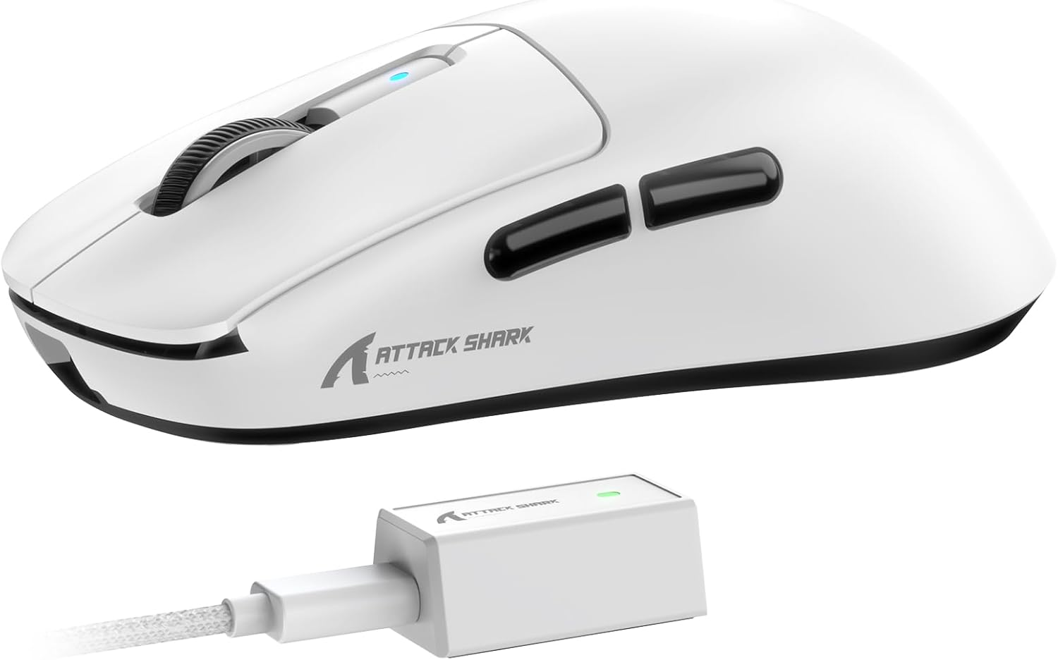 ATTACK SHARK R6 Wireless 8Khz Gaming Mouse, SUPERLIGHT 39G, Nordic 52840 MCU, Pixart PAW3950MAX Gaming Sensor, BT/2.4G /Wired, Adjustable DPI 42000, Optical Microswitches (100M Clicks), Pc/Mac (White)