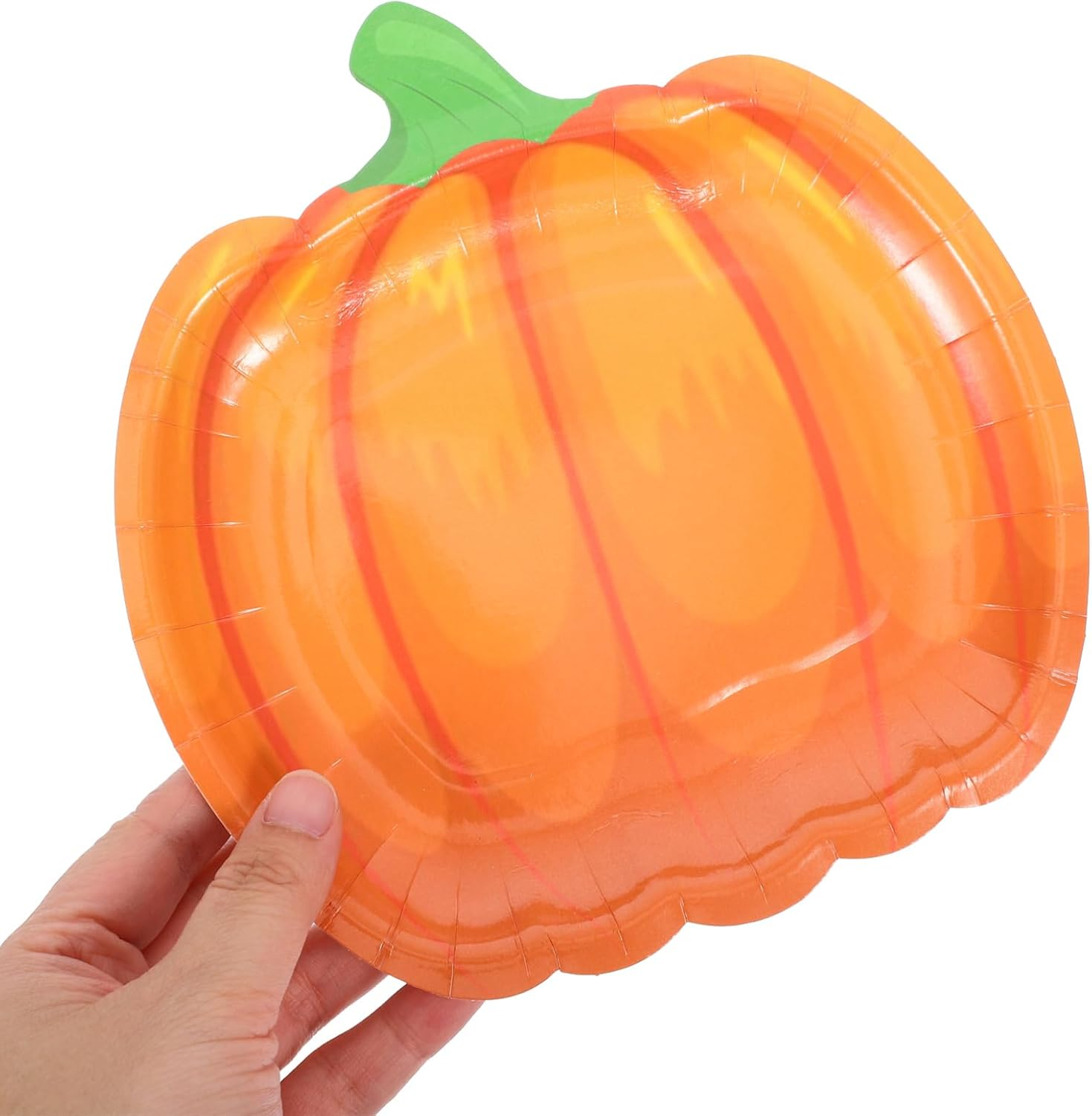 JECOMPRIS 20Pcs Pumpkin Paper Plates: 7 X 7 INCH Disposable Paper Plates for Desserts - Halloween Party Supplies for Thanksgiving Fall Party Decorations Supplies Favors Dining Kitchen image number 5