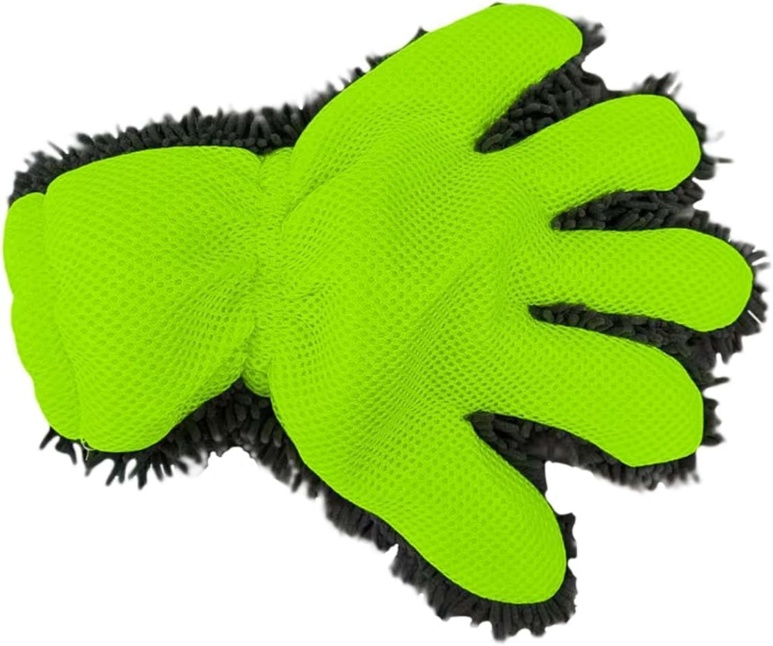 Car Wash Mitt, Double Sided Microfiber Wash Mitt, Anti-Scratch 5-Finger Dusting Glove for Car Interior Exterior Washing, Auto Detailing Cleaning Glove (Green, One Size) image number 1
