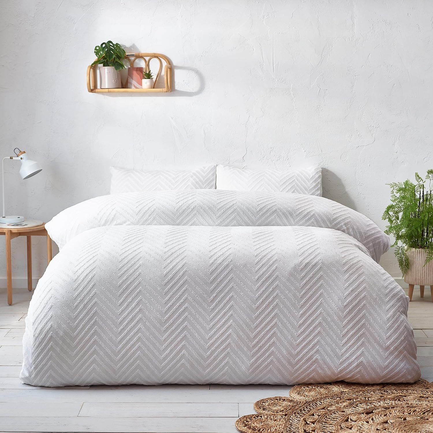 The Linen Yard Chevron Geometric Loop Weave Cotton Duvet Cover Set