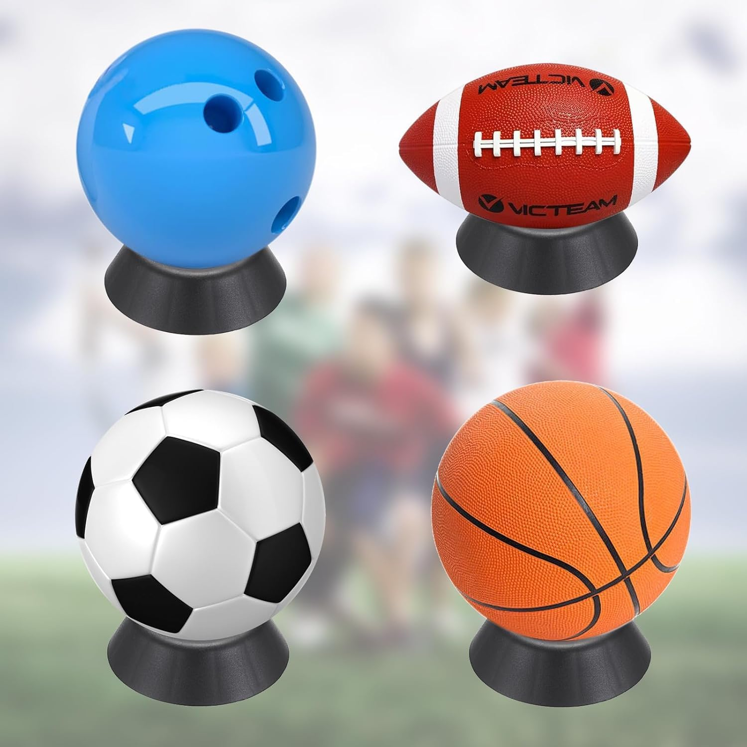 Wzenclave Football Basketball Holder, Ball Support, Basketball Accessories, Football Base, Bowling Ball Holder Stand, Plastic Ball Display Stand Memorabilia Ball Pedestal, round Display Easel Stands image number 2