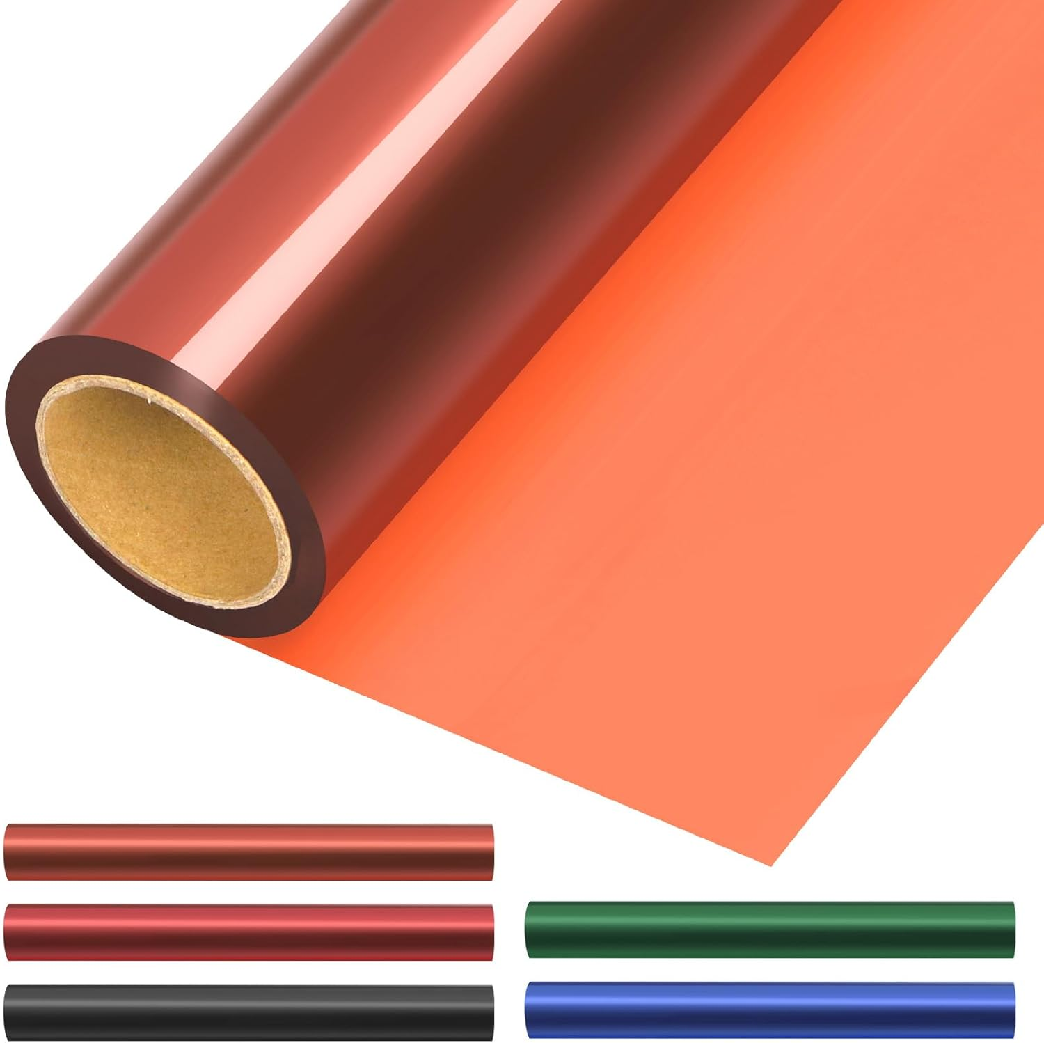 Tanstic 15.7 Inch X 98 Feet Orange Cellophane Wrap Roll, 2.3 Mil Thick Transparent Colored Cellophane Wrapping Paper, Colored Cellophane Paper for Gift Baskets, Treats, Flower