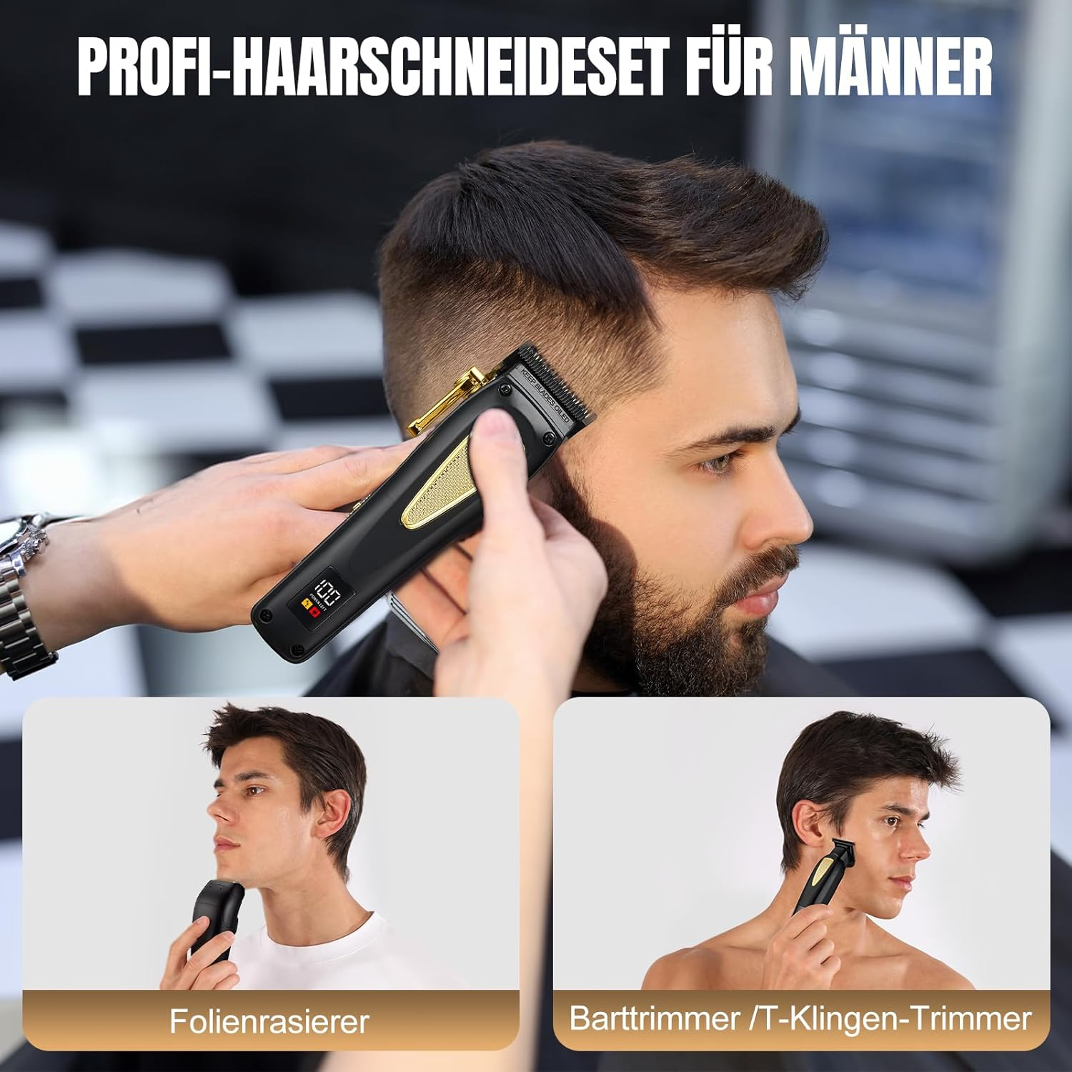 Suttik Professional 3-In-1 Hair Trimmer and Trimmer Set Men'S Electric Shaver Razor Beard Trimmer Rechargeable Barber Scissors Hair Cutting Set Gifts for Him for Hairdressers