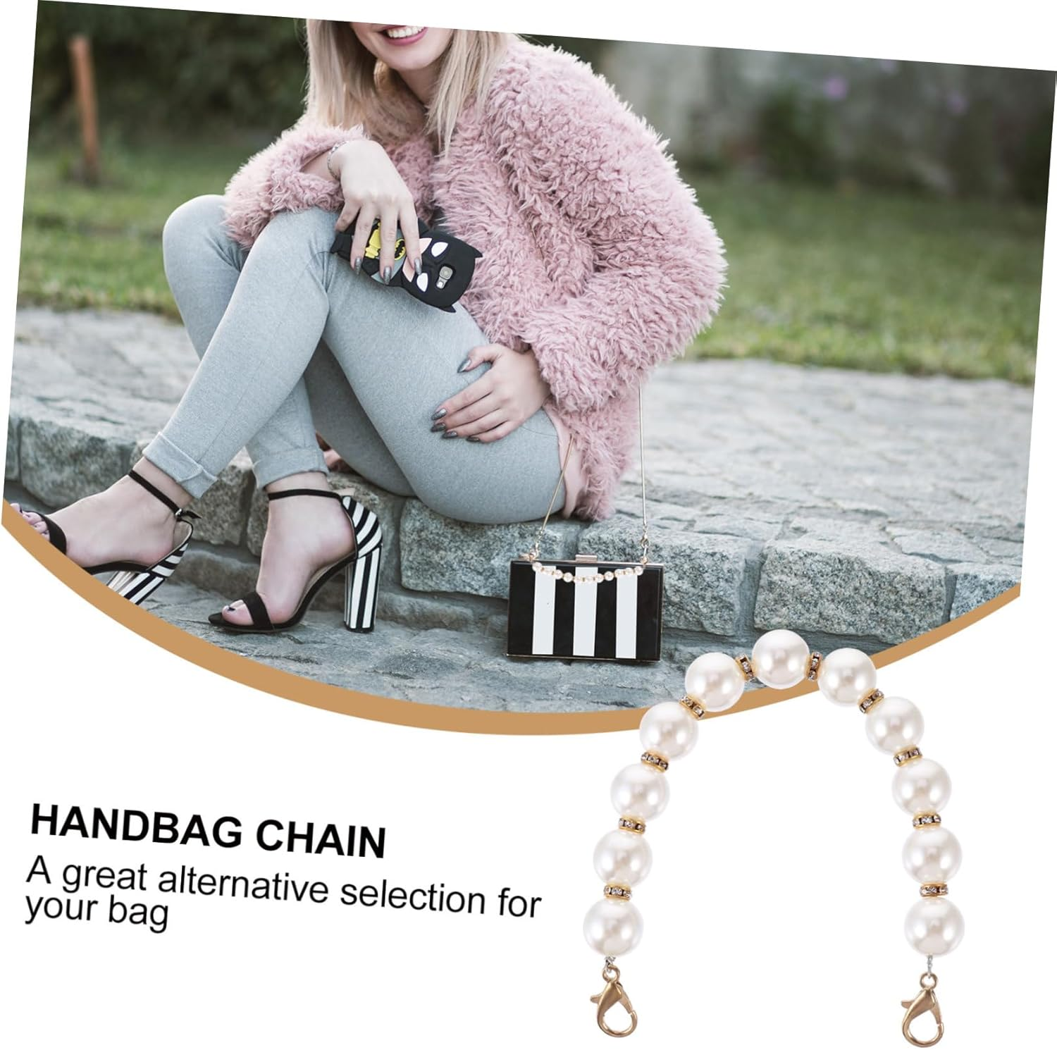 HOODANCOS 2Pcs Quality Metal Luggage Straps Belts Suitcase Strap Bag Chain Pearl Chain image number 5