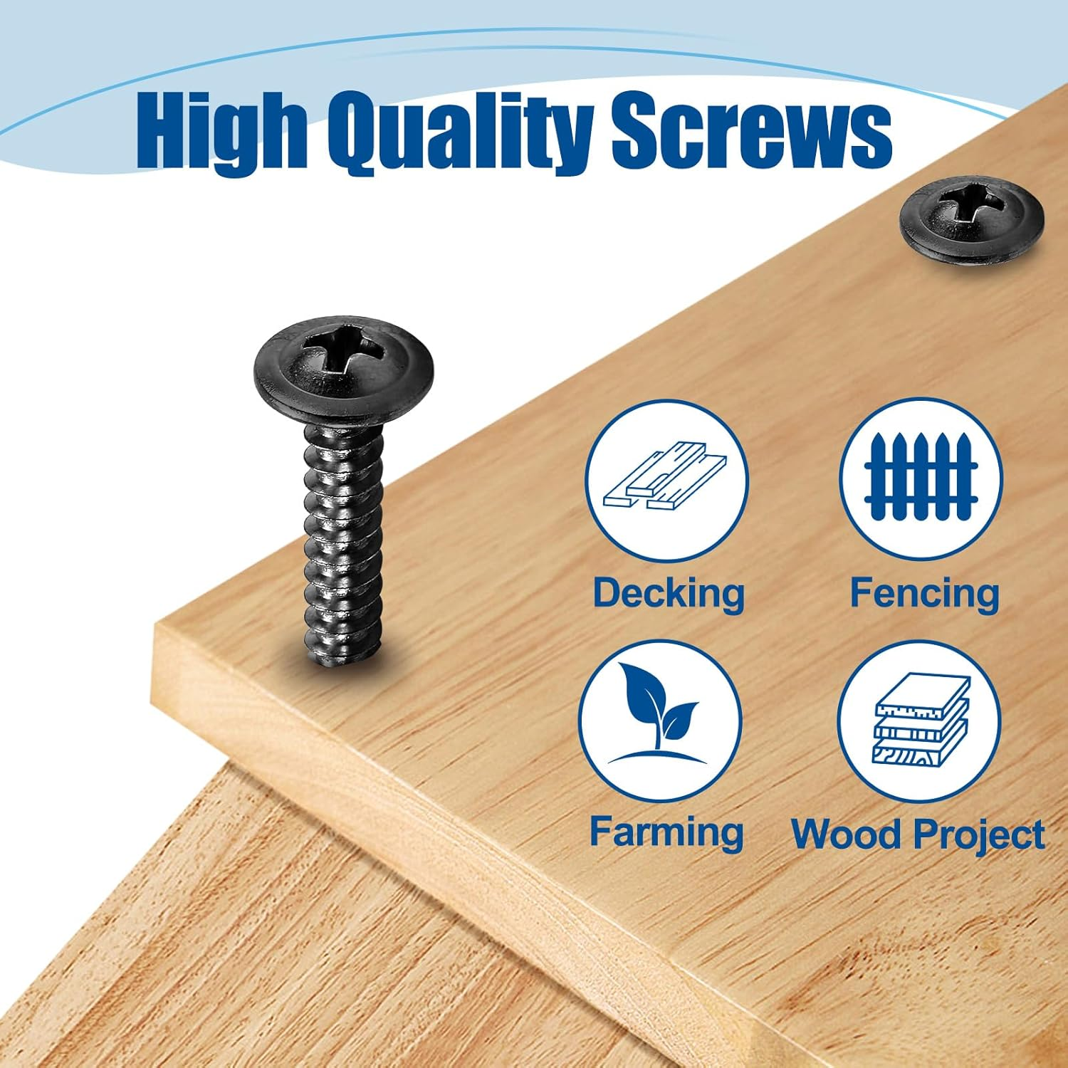 #8&times;2&Prime; Sheet Metal Screws 100Pcs, 410 Stainless Steel Self Drilling Screws, Black Truss Head Screws image number 4