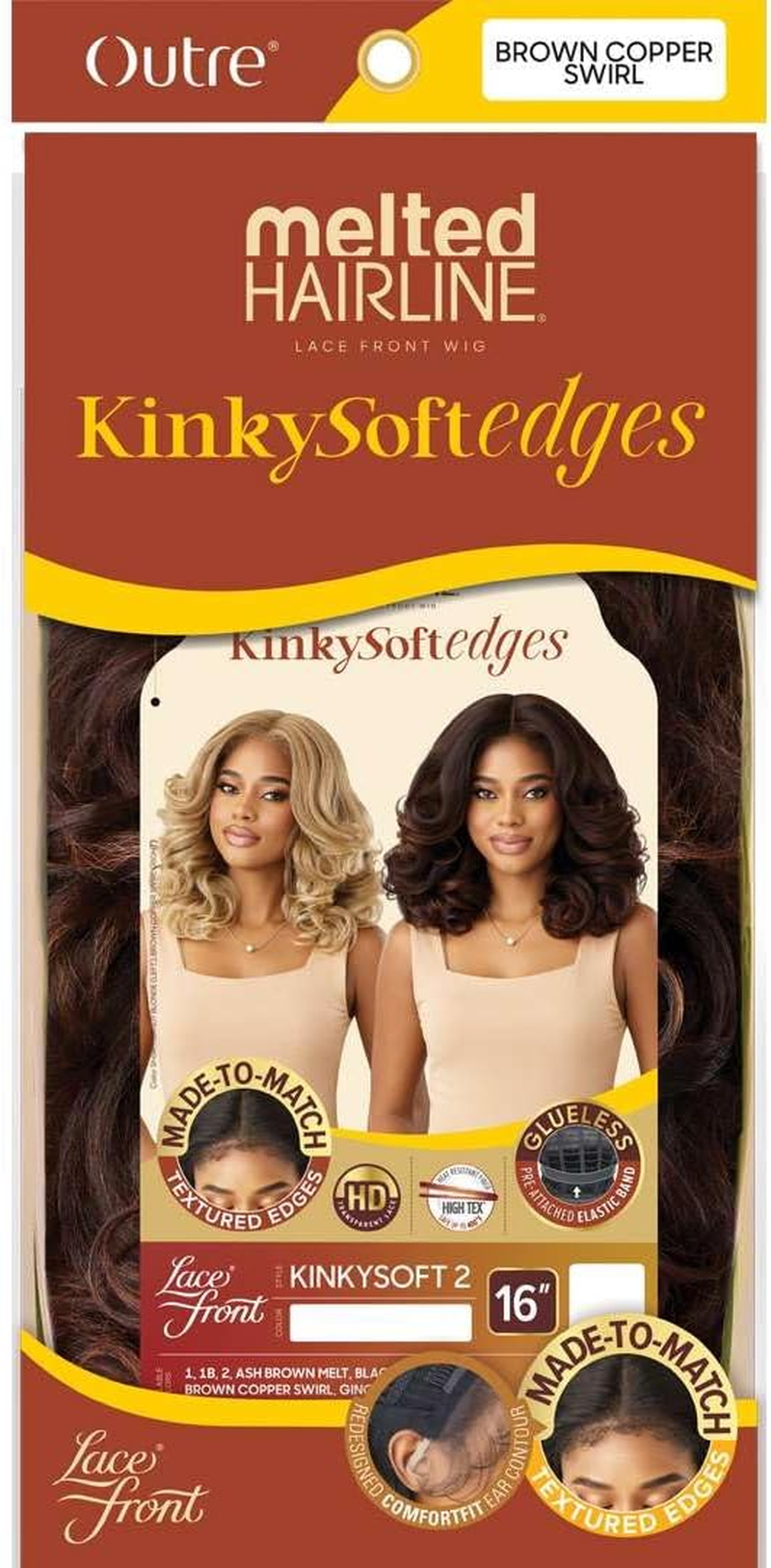 Outre Melted Hairline - Kinky Soft Edges - Kinky Soft 2 (OFF BLACK 1B) - Drst2/Chocolate Caramel image number 4