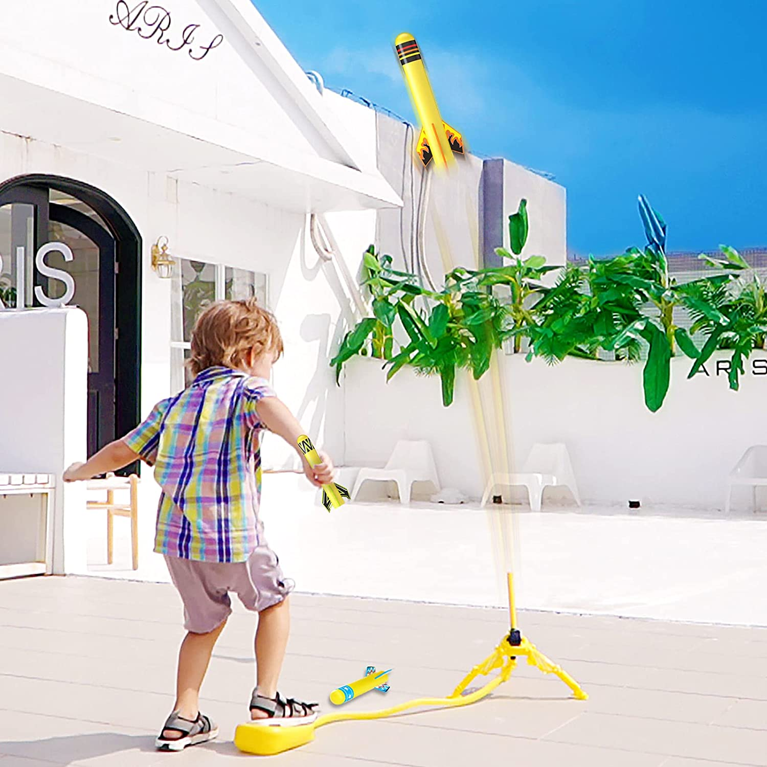 Jasonwell Toy Rocket Launcher for Kids Sturdy Stomp Launch Toys Fun Outdoor Toy for Kids Boys and Girls Age 5 6 7 8 9 10 Years Old with 6 Foam Rockets Gift image number 1