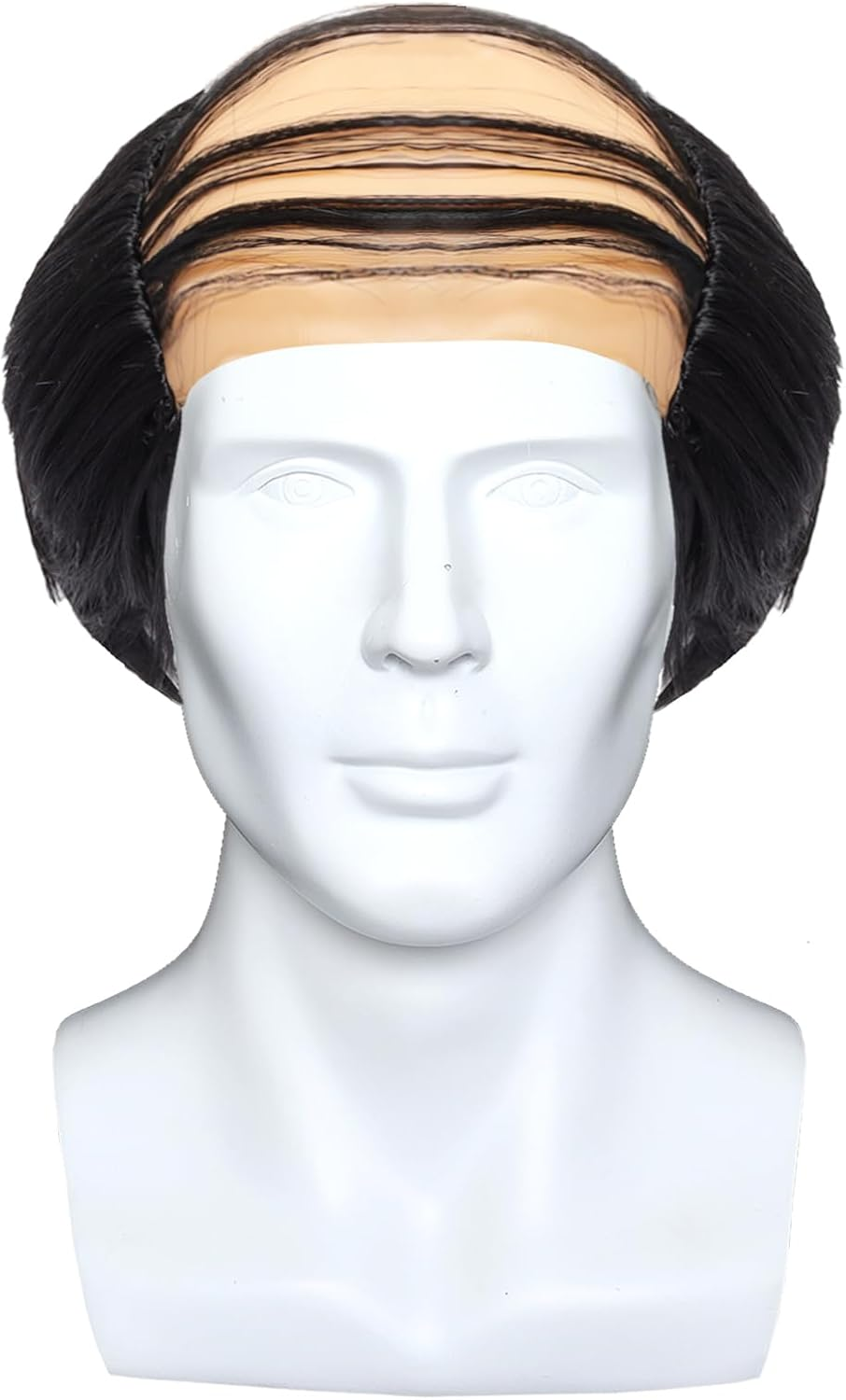 Black Old Men Bald Wig Old Man Grandpa Balding Cap with Hair on Sides Fluffy Head over Wig Short Curly Bald Head Costume Wigs Party Supplies