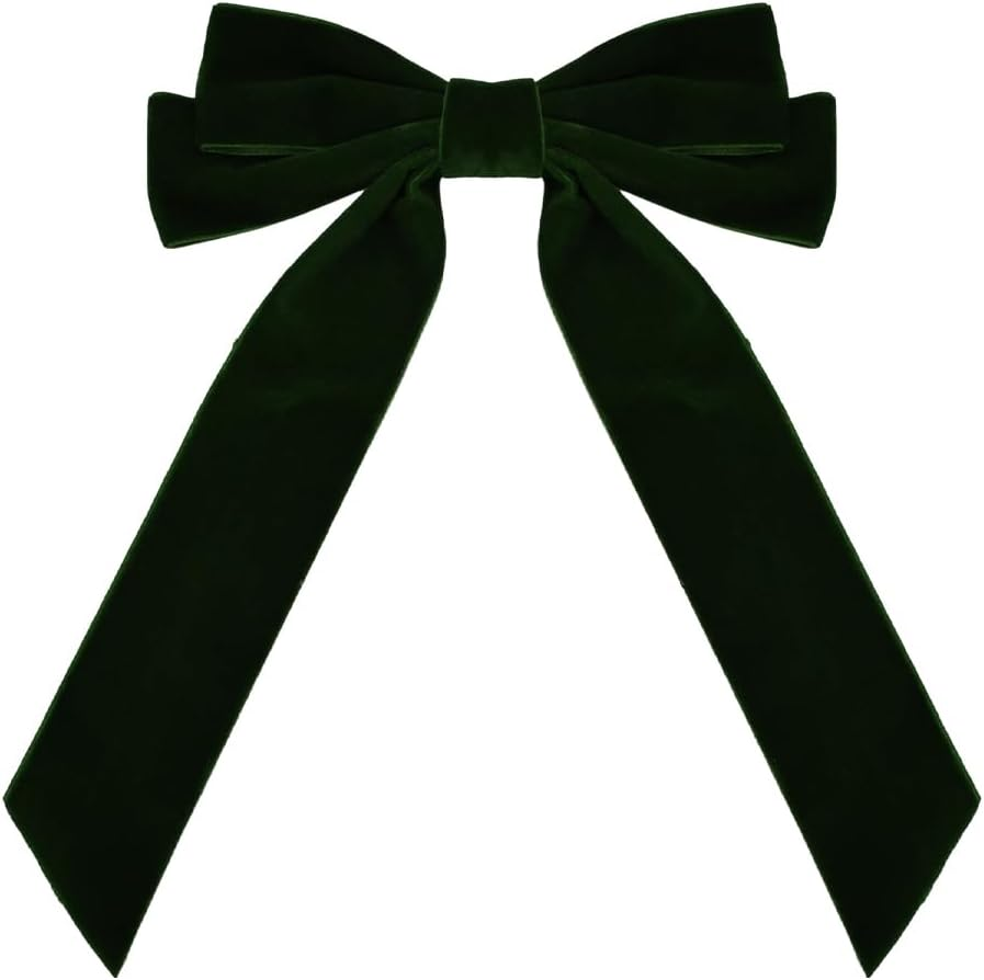 Velvet Bows for Girls Red Ribbon Bow Hair Clip Long Tail French Hair Barrettes for Women Velvet Christmas Bows for Hair Dark Red Bow Hair Accessories for Toddlers Alligator Clip