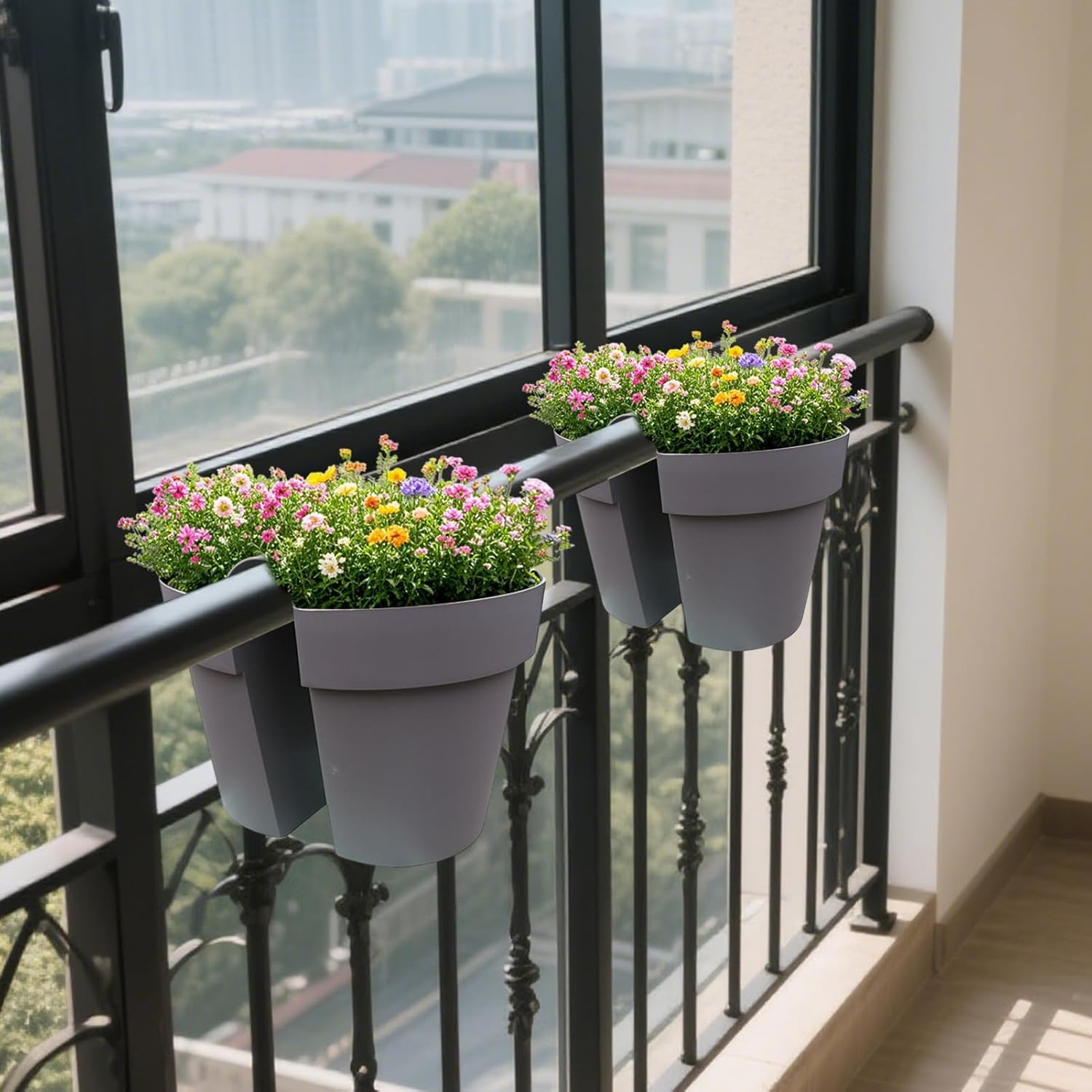 Fence Planter,Window Planter Box | Home Gardening Supplies for Balcony Fence Strawberry Apartment Flowers Driveway Porch Patio image number 1