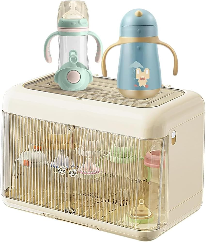 Baby Bottle Storage Organizer & Draining Rack &ndash; Large Transparent Container for Milk Bottles, Foldable Drying Holder, Space-Saving Nursery & Kitchen Counter Organizer image number 4