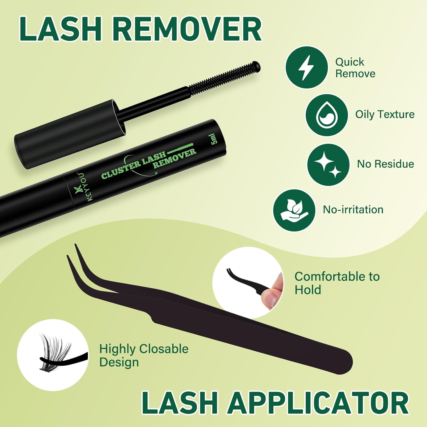 KEYYOULASH DIY Lash Extension Kit 280Pcs Individual Eyelash Extension Kit 40D50D D Curl 9-16MIX Lash Clusters with Glue Remover Applicator Easy to Use for Beginners(Kit-40D50D-D-9-16Mix) image number 1