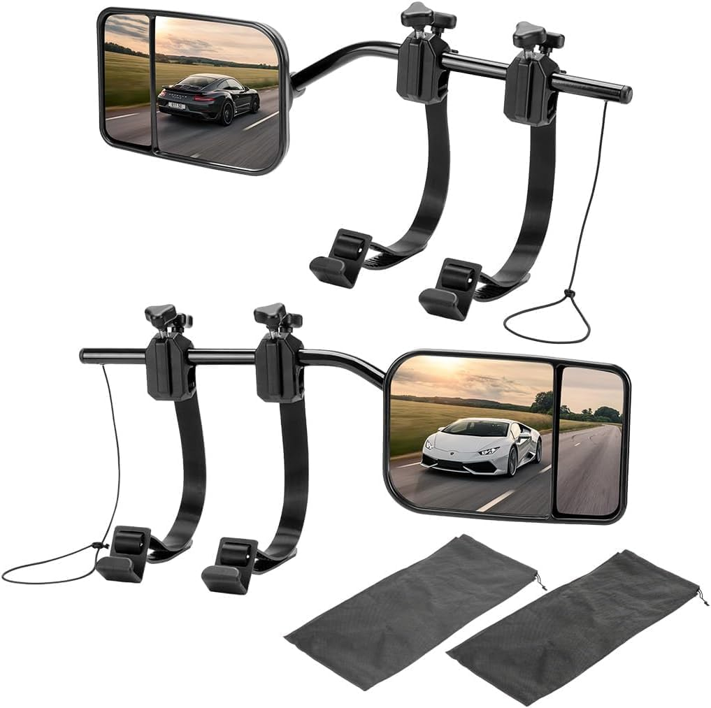 Clip on Towing Mirrors Extensions for Towing, 360 Degree Adjustable Rotation Side Mirror Extenders for Towing, Convex Rearview Mirror, Tow Mirrors for Car Truck Trailer RV SUV, 2 Pack