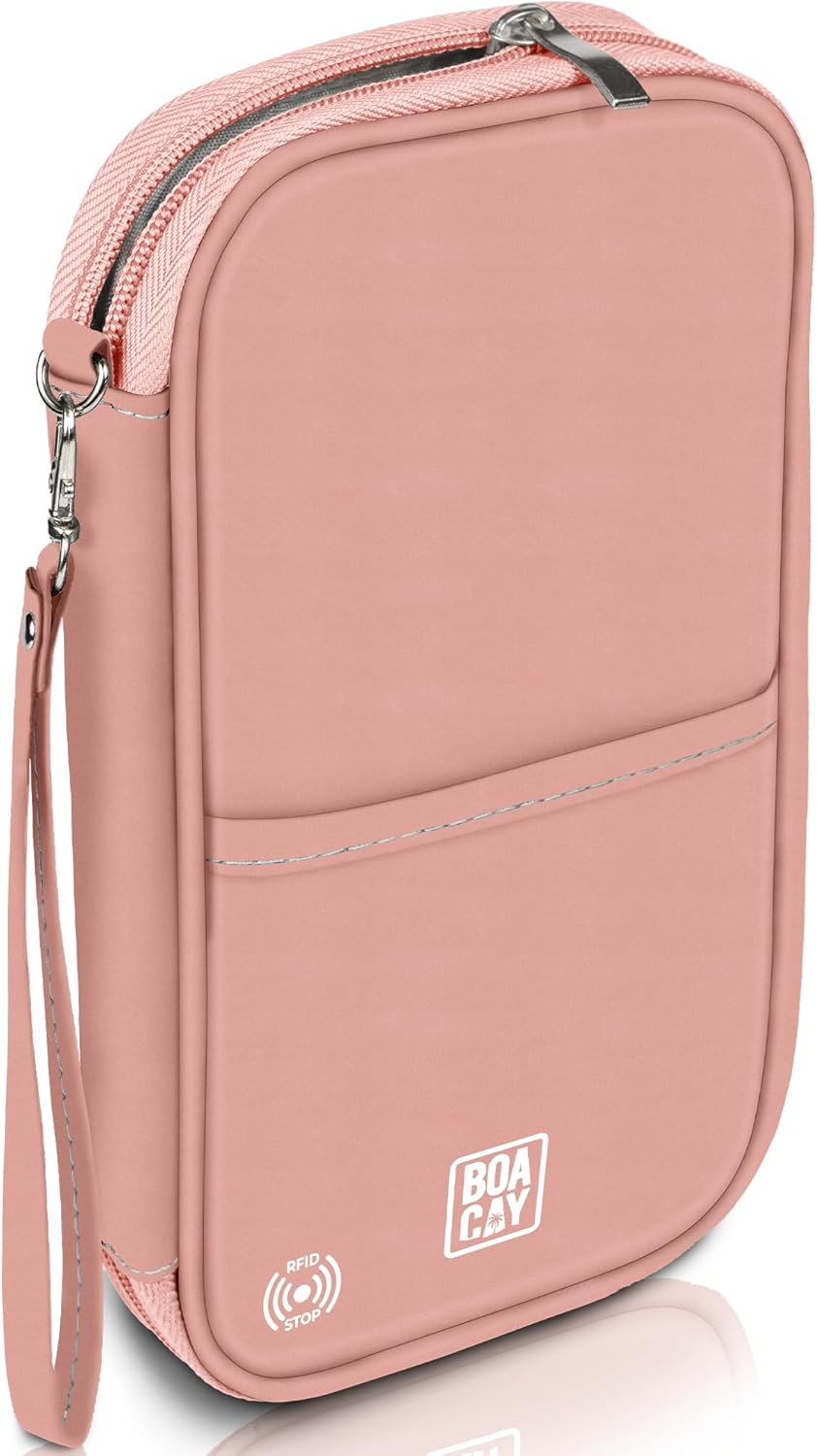 BOACAY Travel Document Organizer with RFID, Family Passport Holder, Wallet for Women & Men, Portable & Waterproof Case for Cards, Boarding Pass, Money