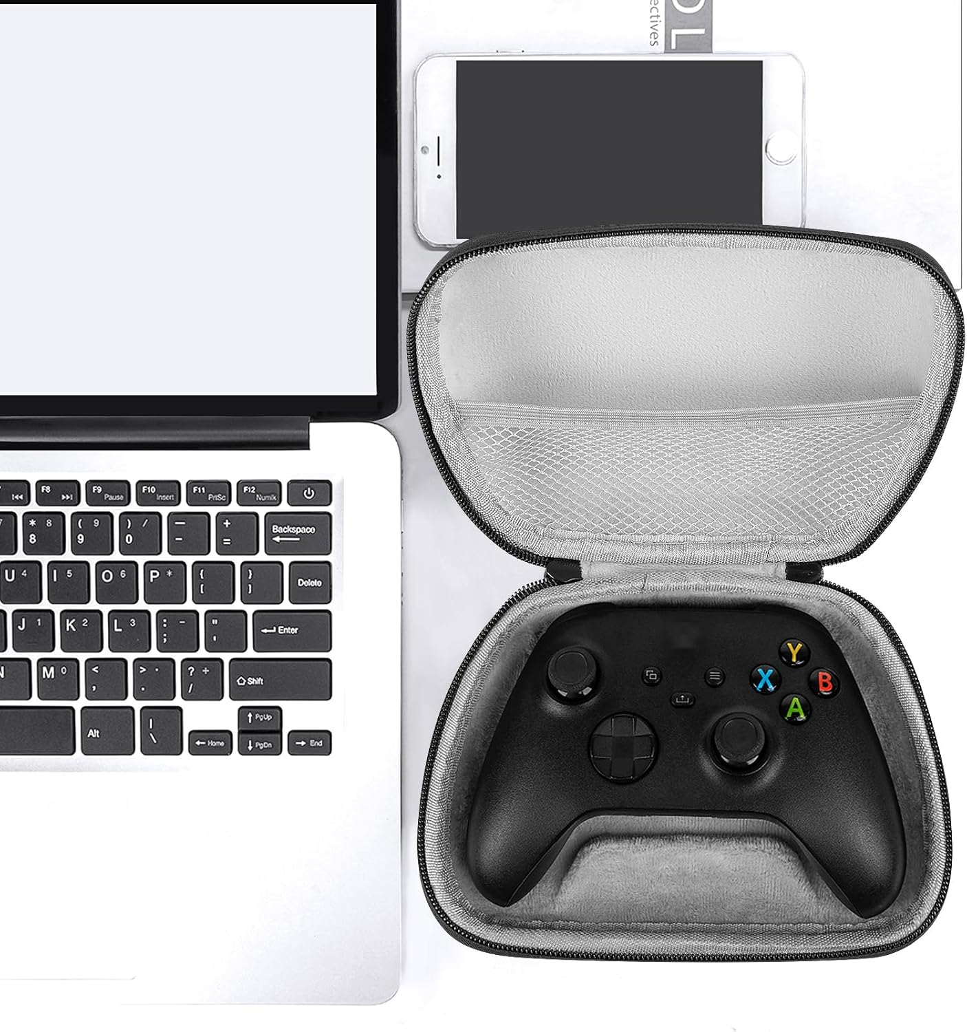 Geekria Controller Travel Case Compatible with Xbox One, Xbox Series X/S, Xbox Wireless, Hard Shell Carrying Bag, Protective Storage with Internal Mesh Pocket for Charging Cable (Black)