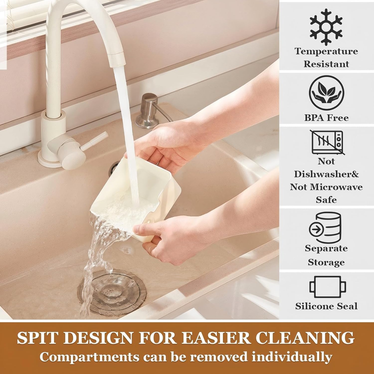 Snackle Box Container, Portable Snack Box 8 Compartment Divided Serving Tray with Lid and Handle, Clear Storage Organizer for Fruit Candy Nuts Veggie, Snacks, Beach Essentials, Road Travel Party image number 4