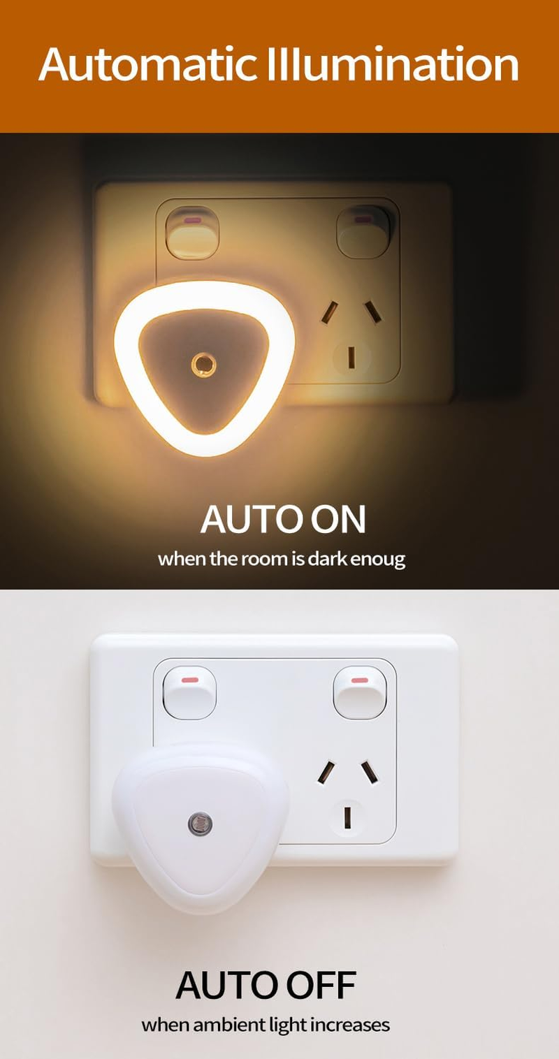 Au Wall Night Lights, Mini Nightlight with Light Sensors, Auto Dusk to Dawn Sensor, Soft Warm White, Ideal Nightlight for Bedroom, Bathroom, Hallway, Kitchen 2 Pack (Warm Light) - Pink Light image number 2