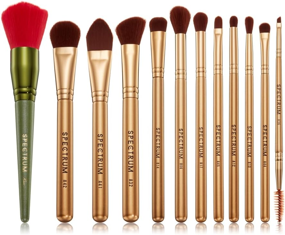 Spectrum Collections Beauty and the Beast Make up Brushes, Spectrum Makeup Brushes Set Including Face, Eye and Eyebrow Brushes with Enchated Rose Brush, 12 Piece Official Disney Makeup Brush Set image number 2