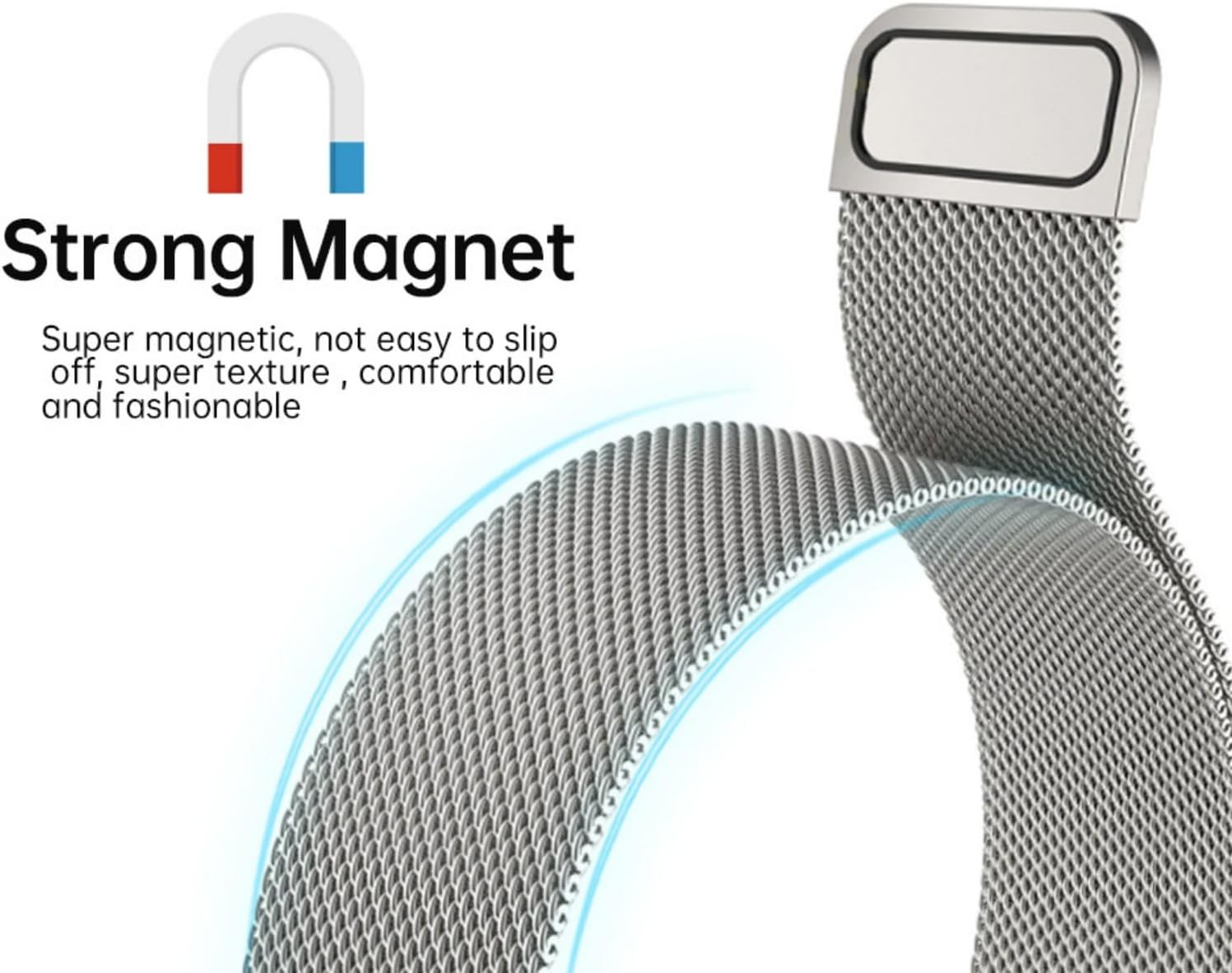 GIOPUEY Magnetic Bracelet Compatible with Nothing CMF Watch 3 Pro, Braided Stainless Steel Strap, Wear-Resistant, Magnetic, Replacement Strap image number 4