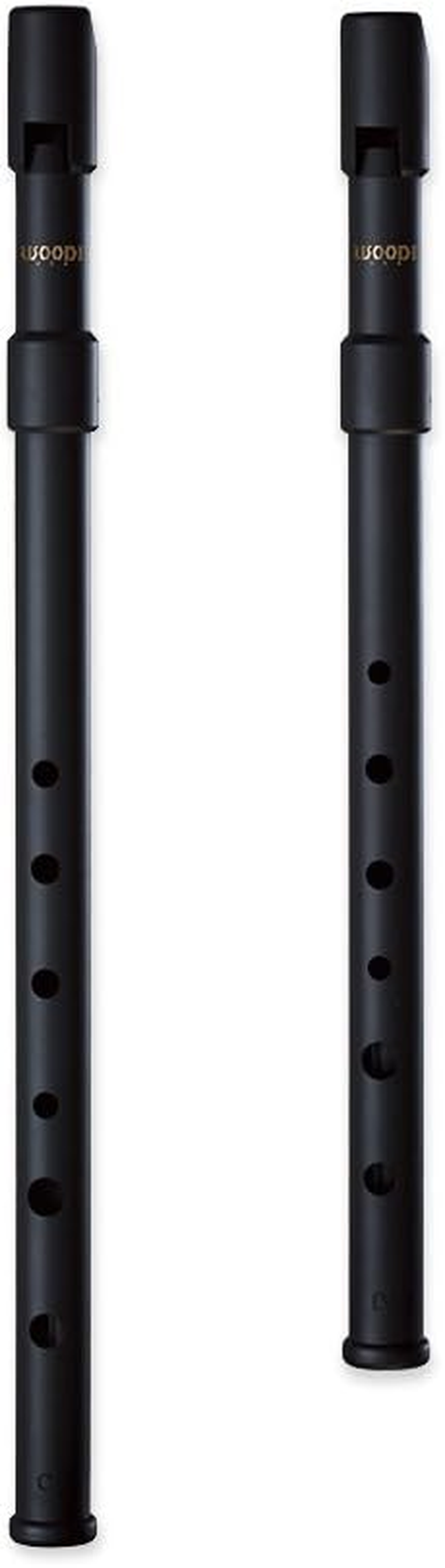 Woodi WI-921 WI-922 Set of 2 Irish Whistle Matte Black Key of C & Key of D Tin Whistle Penny Whistle ABS image number 2