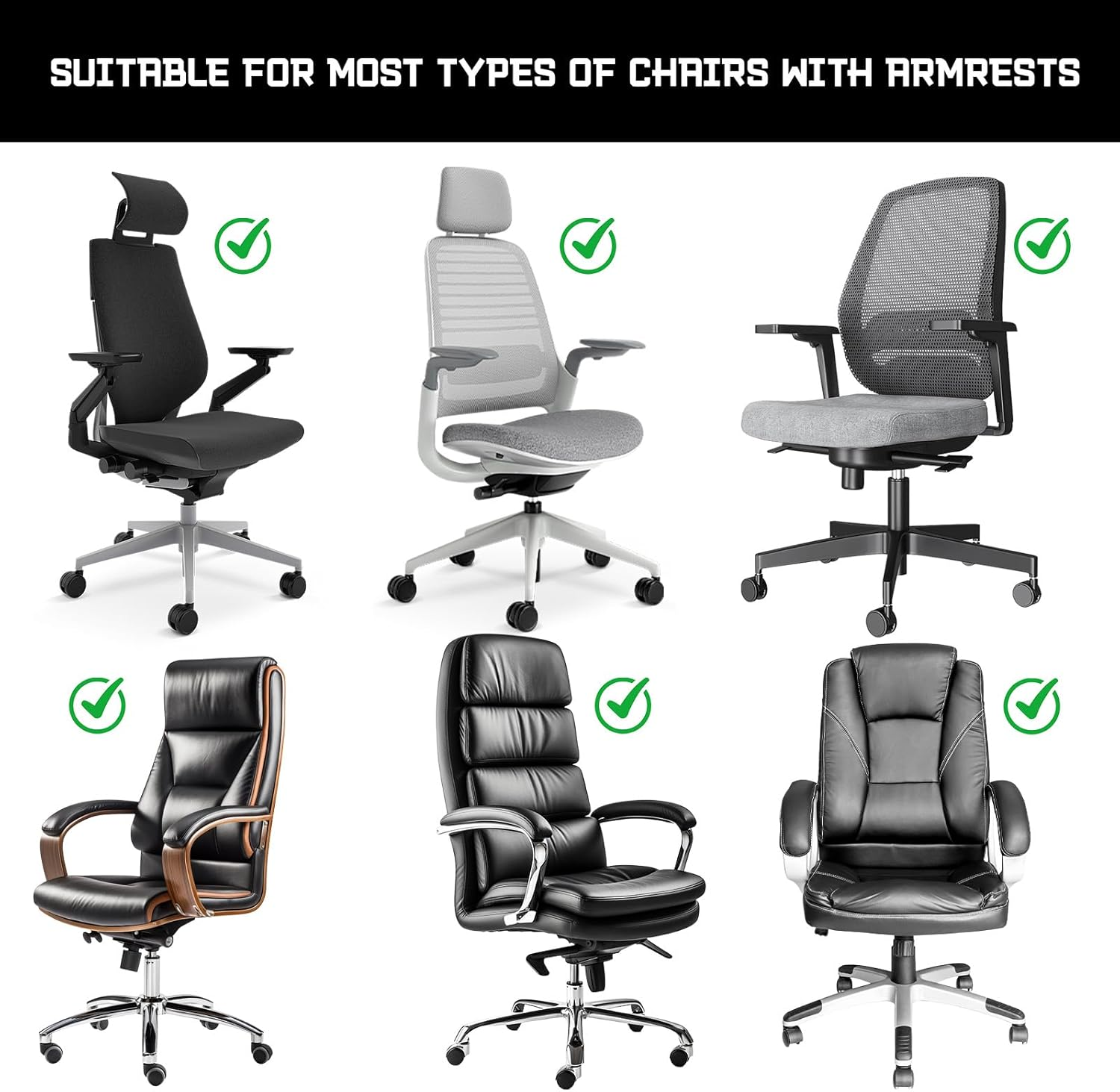 HDBHBH Stretch Office Chair Cover - Polyester Gaming & Computer Chair Slipcover with 2 Armrests, Universal Fit High Back Desk Chair Covers, Removable Black XL (Not Chair)