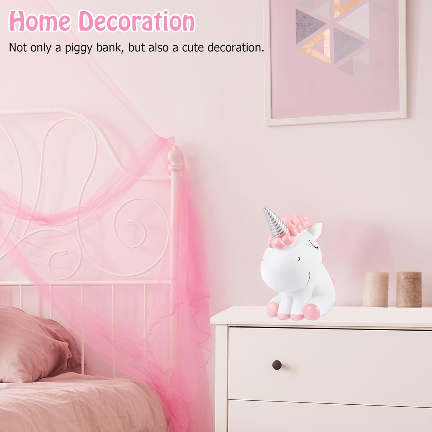 Unicorn Piggy Bank Girls, Briuhap Unbreakable Resin Money Coin Bank, Cute Kids Piggy Bank with DIY Alphabet & Rhinestone Stickers, Great Gifts for Birthday, Christmas, Baby Shower image number 6