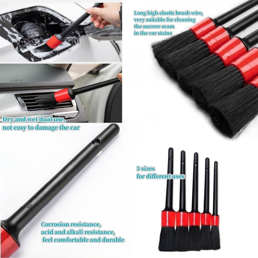 11Pieces Car Interior Cleaning Brush,5Different Sizes Soft Detail Brushes,3Wire Brushes,2Gap Cleaning Brush and 1Car Interior Dashboard Engine Detail Brush for Cleaning Dashboard, Engines, Wheel .. image number 2