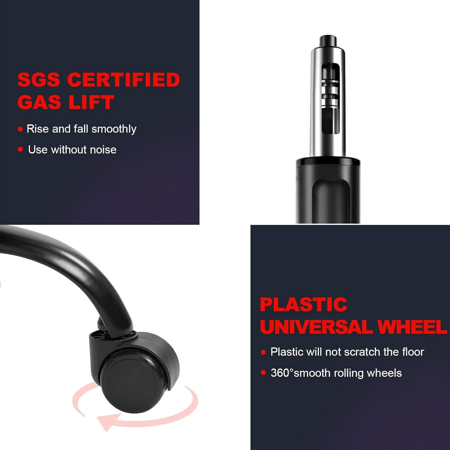 PU Leather Ergonomic Gaming Chair with Footrest Computer Racing Chair Reclining Executive Office Chair Desk Chair for Adults Teens Red & Black image number 4