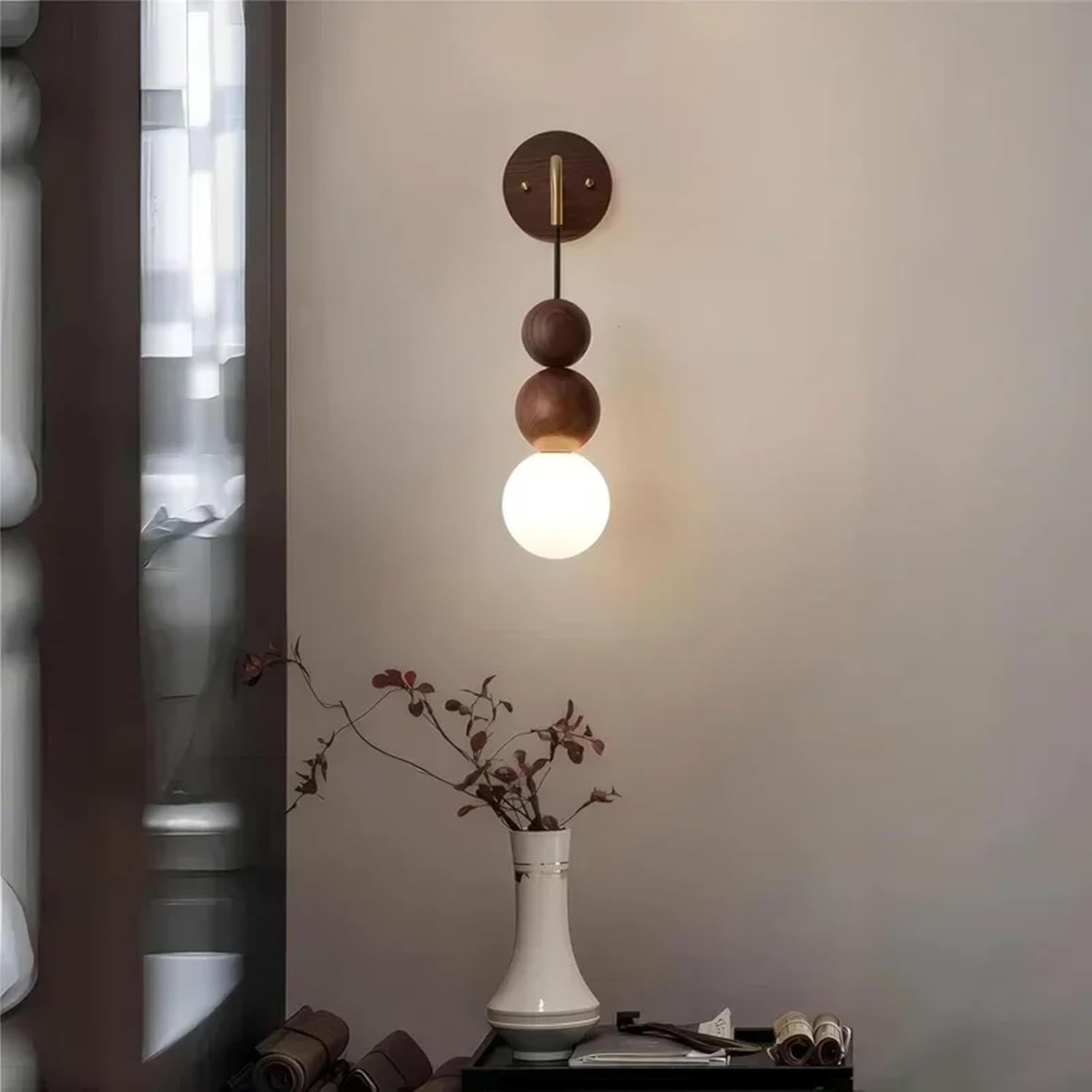 Wooden LED Wall Lamp Living Room Wall Lights Indoor Decorative Nature Wood Wall Sconce Tri-Color Dimmable Vintage Design Style 3000K/4500K/6500K Bedside Bedroom Hallway Stairs (Light Wood) XXZ image number 3