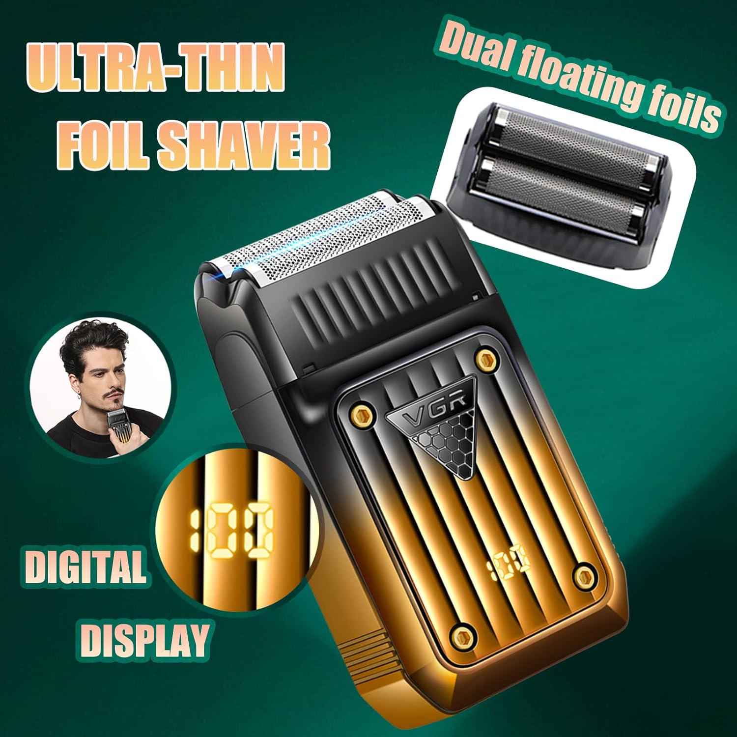 VGR 644 Hair Clippers for Men Professional, Cordless Beard Trimmer & Electric Razor Shavers for Men, Rechargeable 3 Piece Barber Hair Cutting Kit LED Display Men'S Grooming Kit image number 4