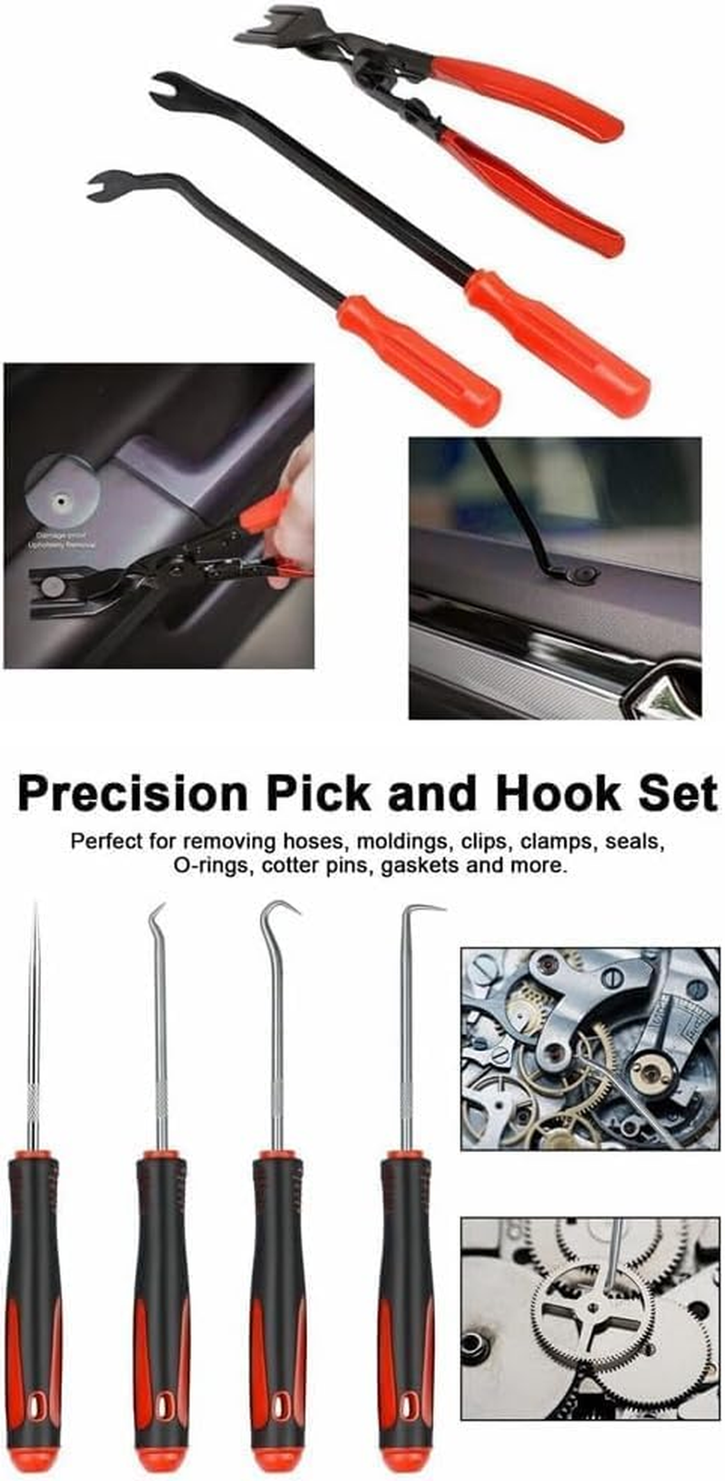 Car Trim Removal Tool Kit, Panel Door Pry Dash Interior Clip Set, Plastic Door Stereo Trim Removal Tool, Auto Clip Pliers Removal Tools for Dash, Radio, Door, Terminal Interior Accessories