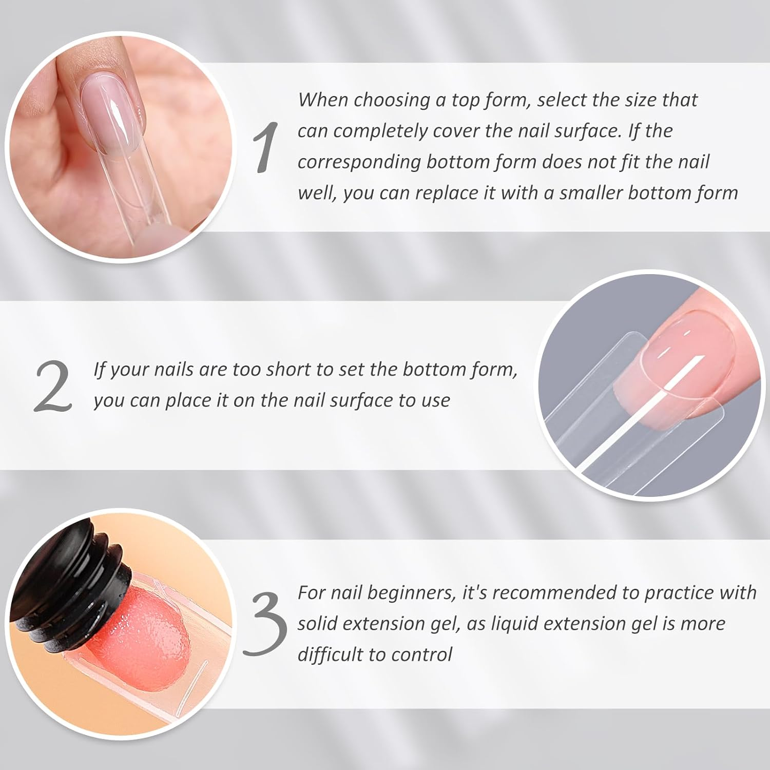 SUTOKAKA 180Pcs Sandwich Polygel Nail Form Kit 15 Sizes Reusable Coffin Nail Extension Mold Builder Gel Dual Forms with Tools for Beginners, No Paper Forms Needed image number 3