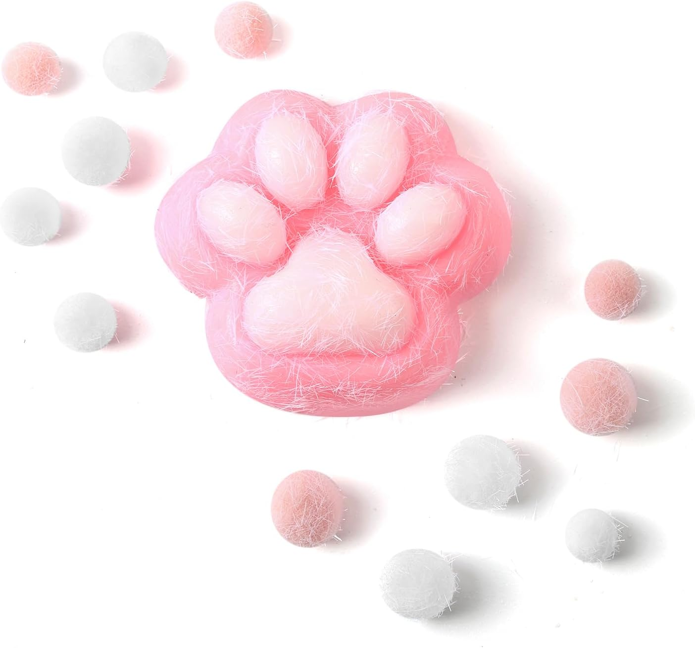 Taba Squishy Cat Paw Squeeze Toys for Kids, Kawaii Squishy Fidget Toys, Cute Things for Teen Girls and Boys, Cat Themed Teenage Girl Gifts Trendy Stuff (Pink Plush Cat Paws) image number 6