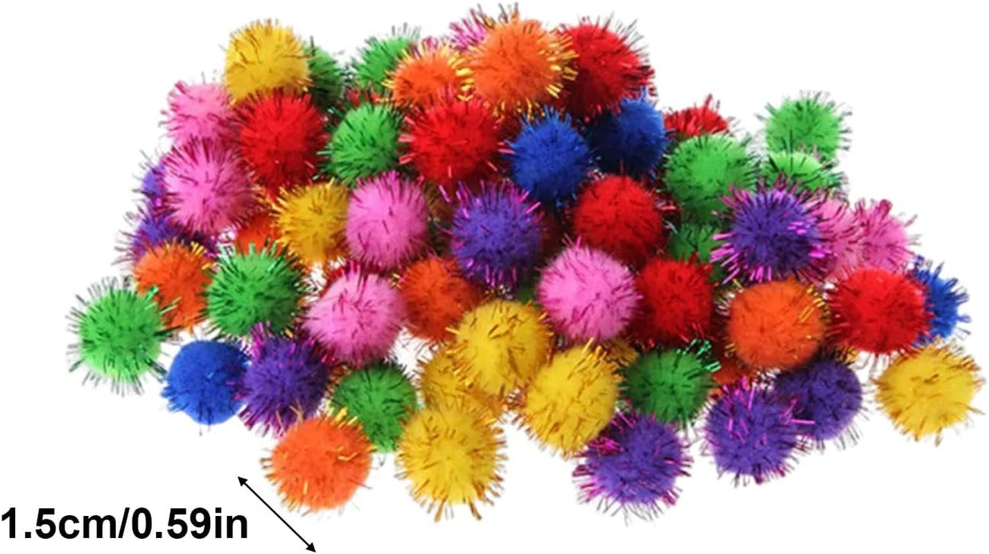Nybhyjka Glitter Poms for Crafts | Glitter Colorful Poms Cat Toys,100X Craft Supplies Interactive Toys, Decorative Material Arts & Crafts for Handmade Art Decorations image number 2