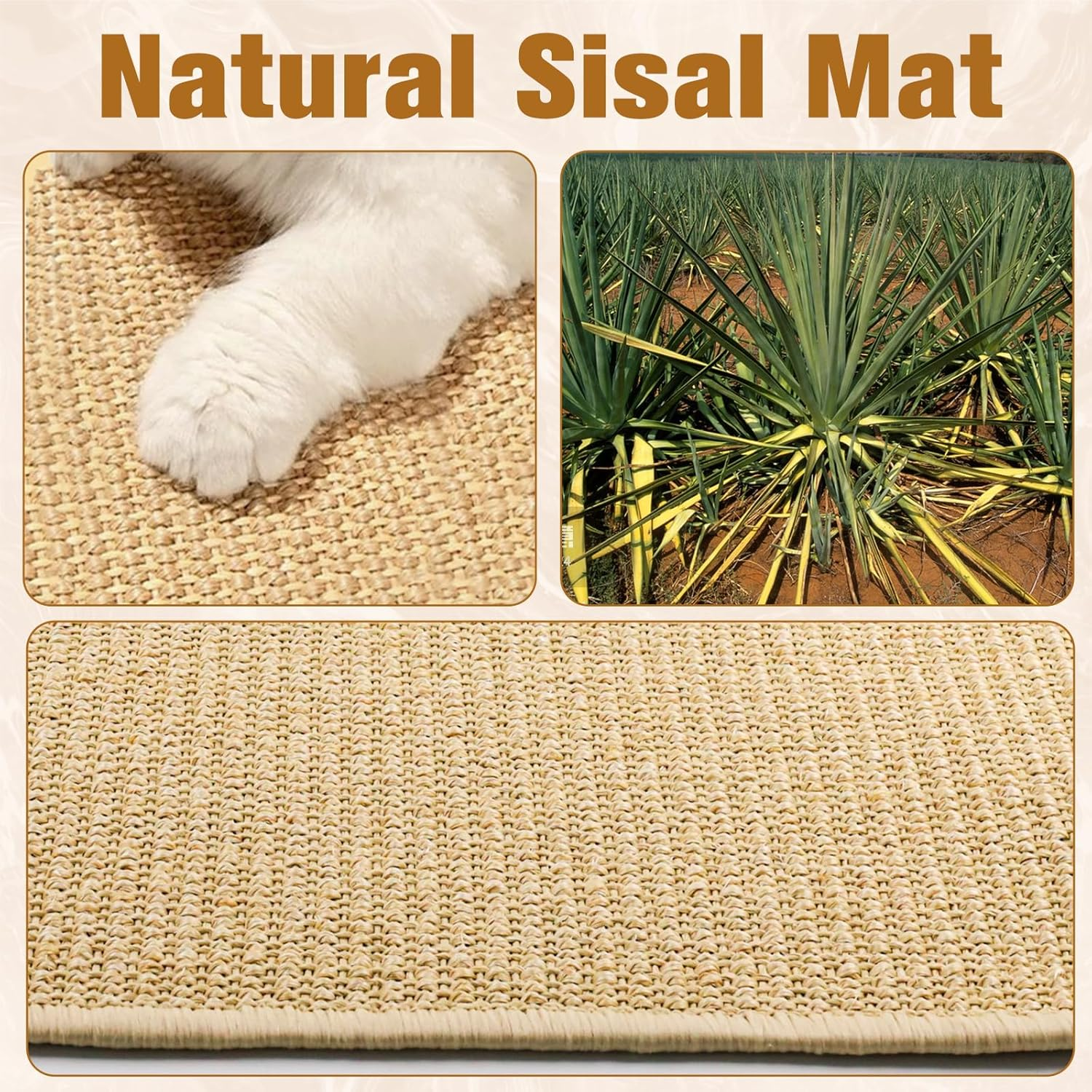 Set of 2 Scratching Mats for Rabbits Made of Natural Sisal, Chew Toy & Sleeping Mat for Cages, Claws & Dental Care, Breathable Nesting Mat for Rabbits, Rabbits & Small Animals, 30 X 40 Cm image number 5