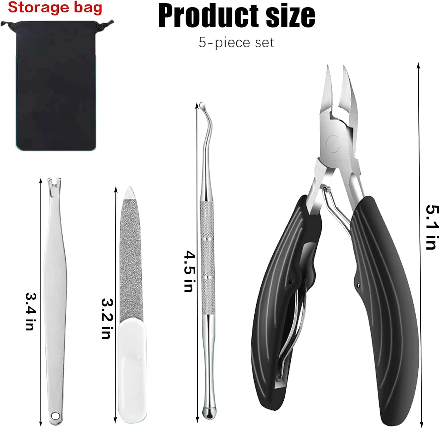 Manicure Set, Nail Clippers, Nail Scissors, Nail File, Cuticle Remover, Cuticle Scissors, Nail Set, Cuticle Nippers, Ingrown Toenails, Set of 4 image number 6