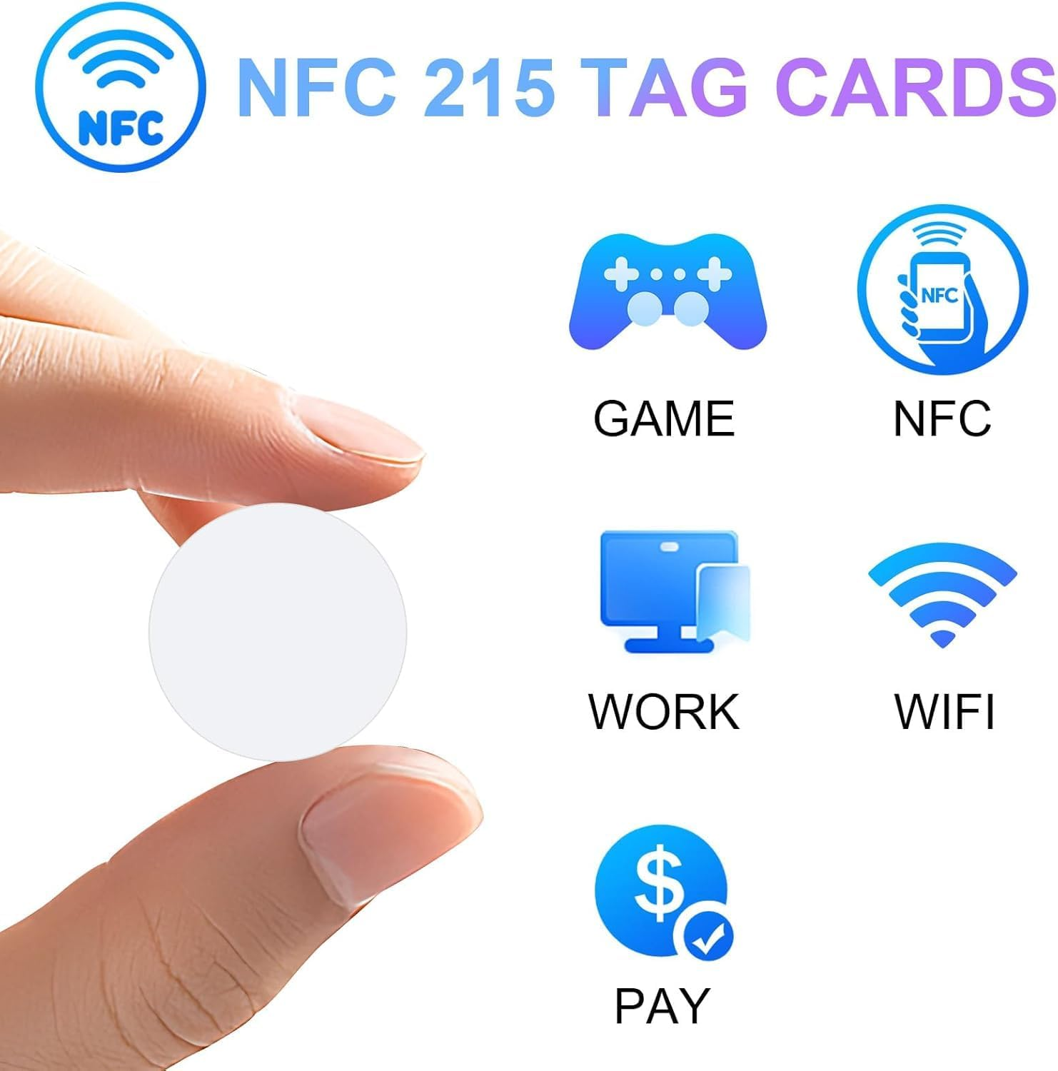 50 Pcs NFC Stickers Tags, NFC Cards with Adhesive Back, 25Mm round Rewritable NFC Cards, 504 Bytes Memory Compatible Tagmo NFC Enabled Mobile Phones image number 4
