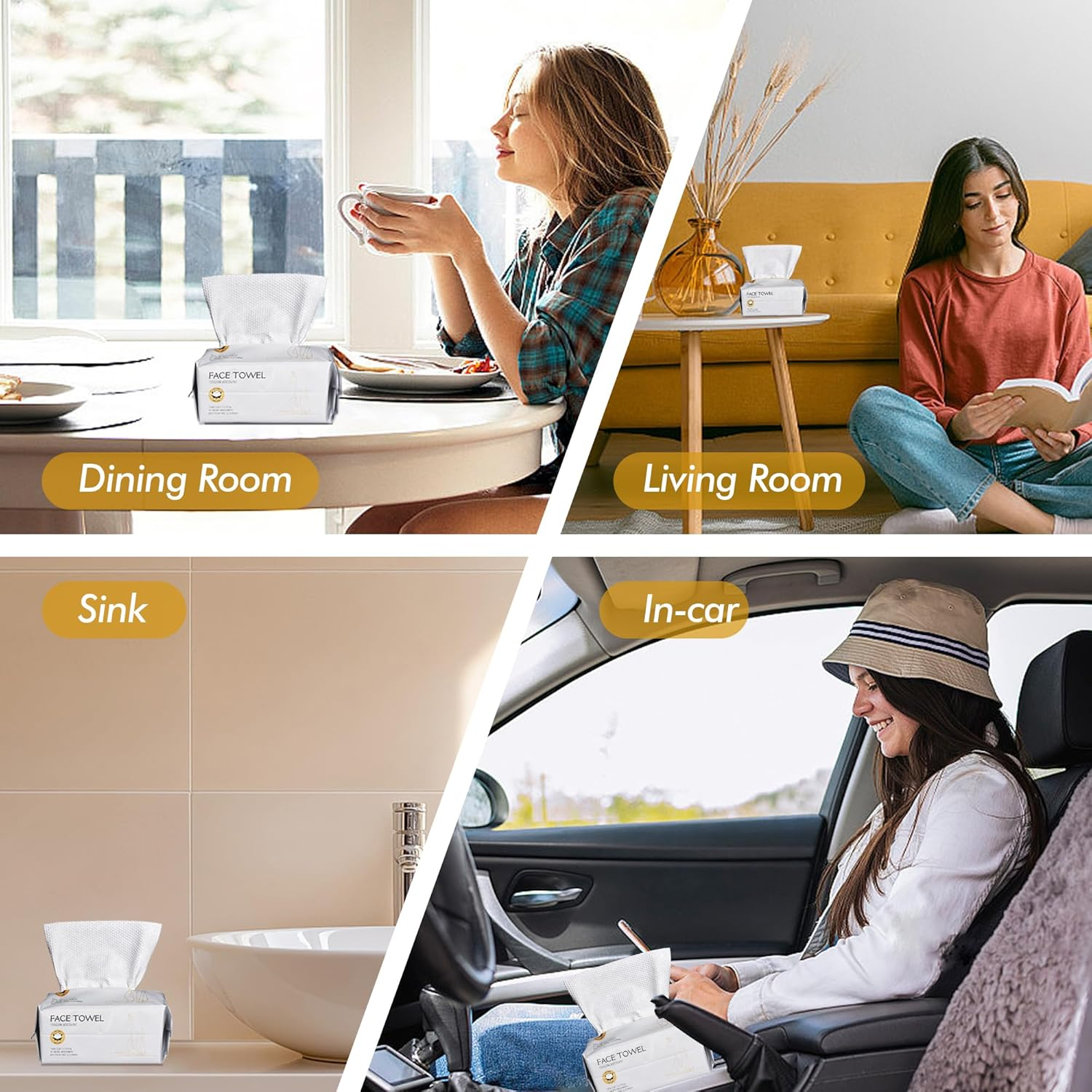 SOCRATES Premium Disposable Face Towels &ndash; 100% Cotton, 100GSM &ndash; 60 Count | Ultra Thick & Soft, Dual-Sided Textured & Smooth | Facial Towel, Makeup Removal, Baby Wipes &ndash; Dry & Wet Clean