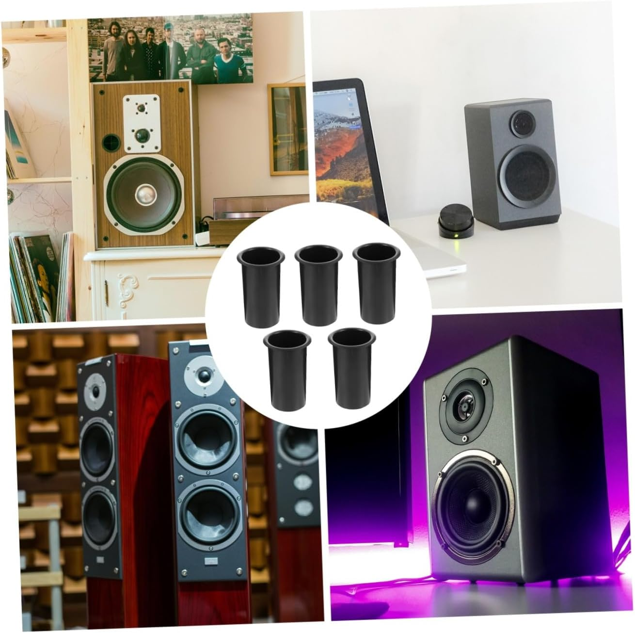 SWOOMEY 5Pcs Plastic Speaker Port Tube Subwoofer Bass Reflex Tube Replacement for Audio Systems Compatible Desktop and Multimedia Speakers Size 60X110Mm