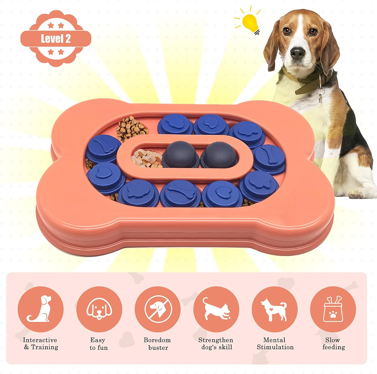 [Difficulty-Level Adjustable] Dog Puzzle Toys, Interactive Dog Toys for IQ Training & Mental Enrichment, Bone Shape Dog Enrichment Toy Gifts for Puppy Treat Dispensing image number 1